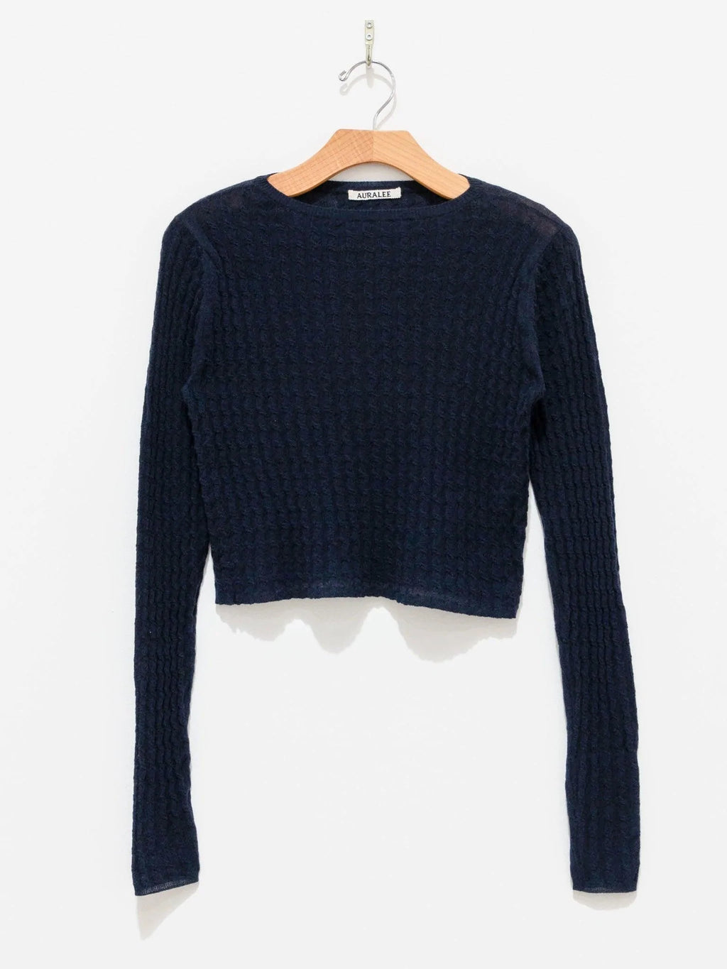 Namu Shop - Auralee Washable Cashmere Silk Cable Knit Pullover - Dark Navy