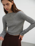 Namu Shop - Auralee Washable Cashmere Silk Cable Knit Pullover - Top Gray