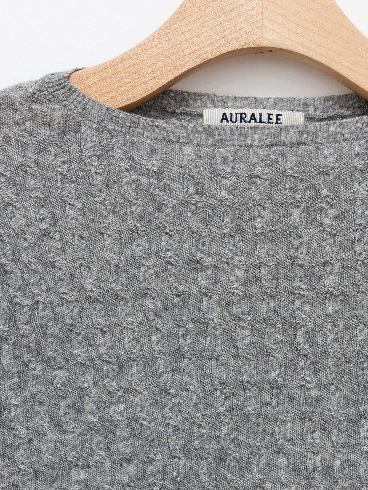 Namu Shop - Auralee Washable Cashmere Silk Cable Knit Pullover - Top Gray
