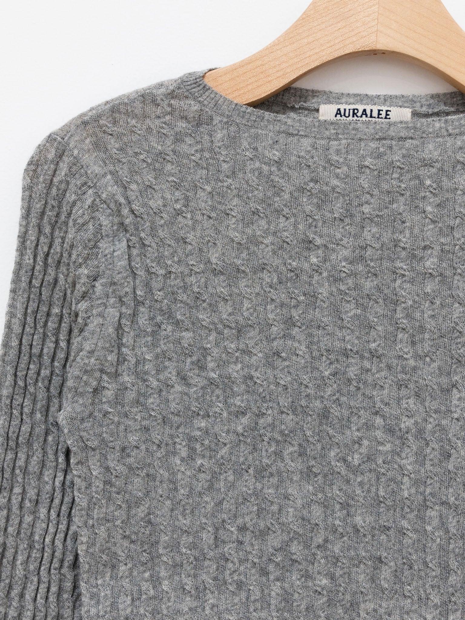 Namu Shop - Auralee Washable Cashmere Silk Cable Knit Pullover - Top Gray