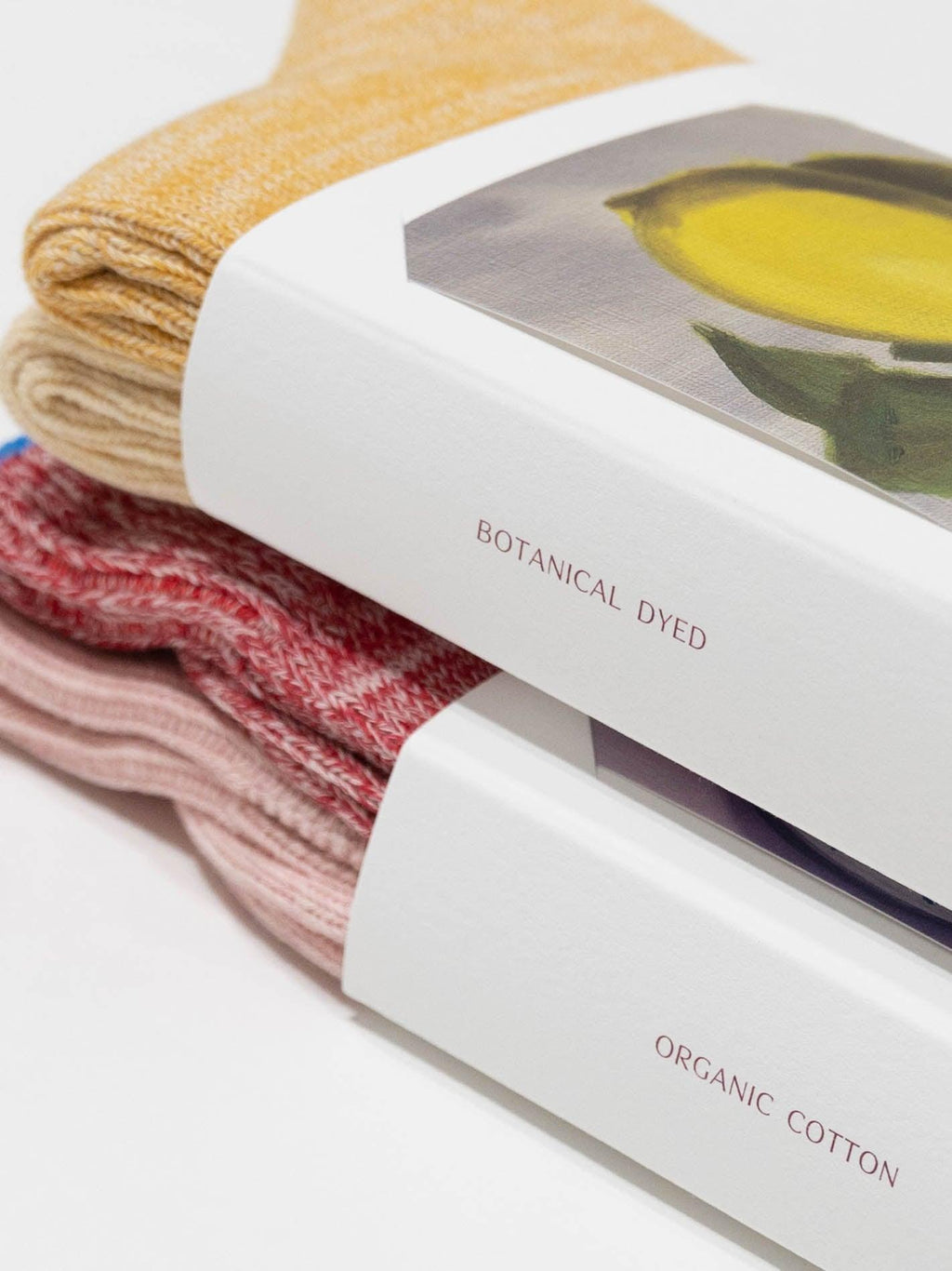Namu Shop - Babaco 2 Pairs of Botanical Dyed Organic Cotton Socks - Lemon, Strawberry