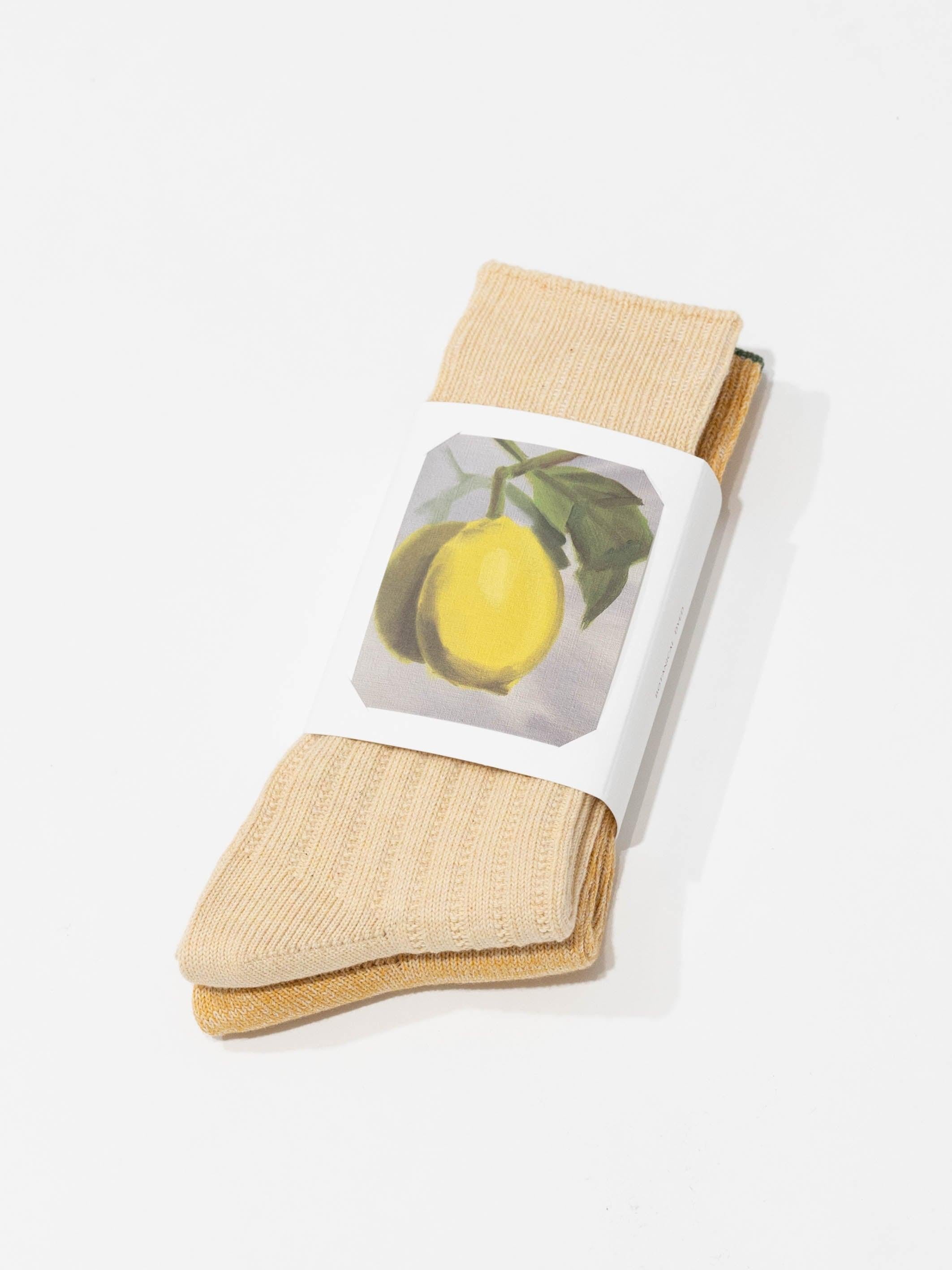 Namu Shop - Babaco 2 Pairs of Botanical Dyed Organic Cotton Socks - Lemon, Strawberry