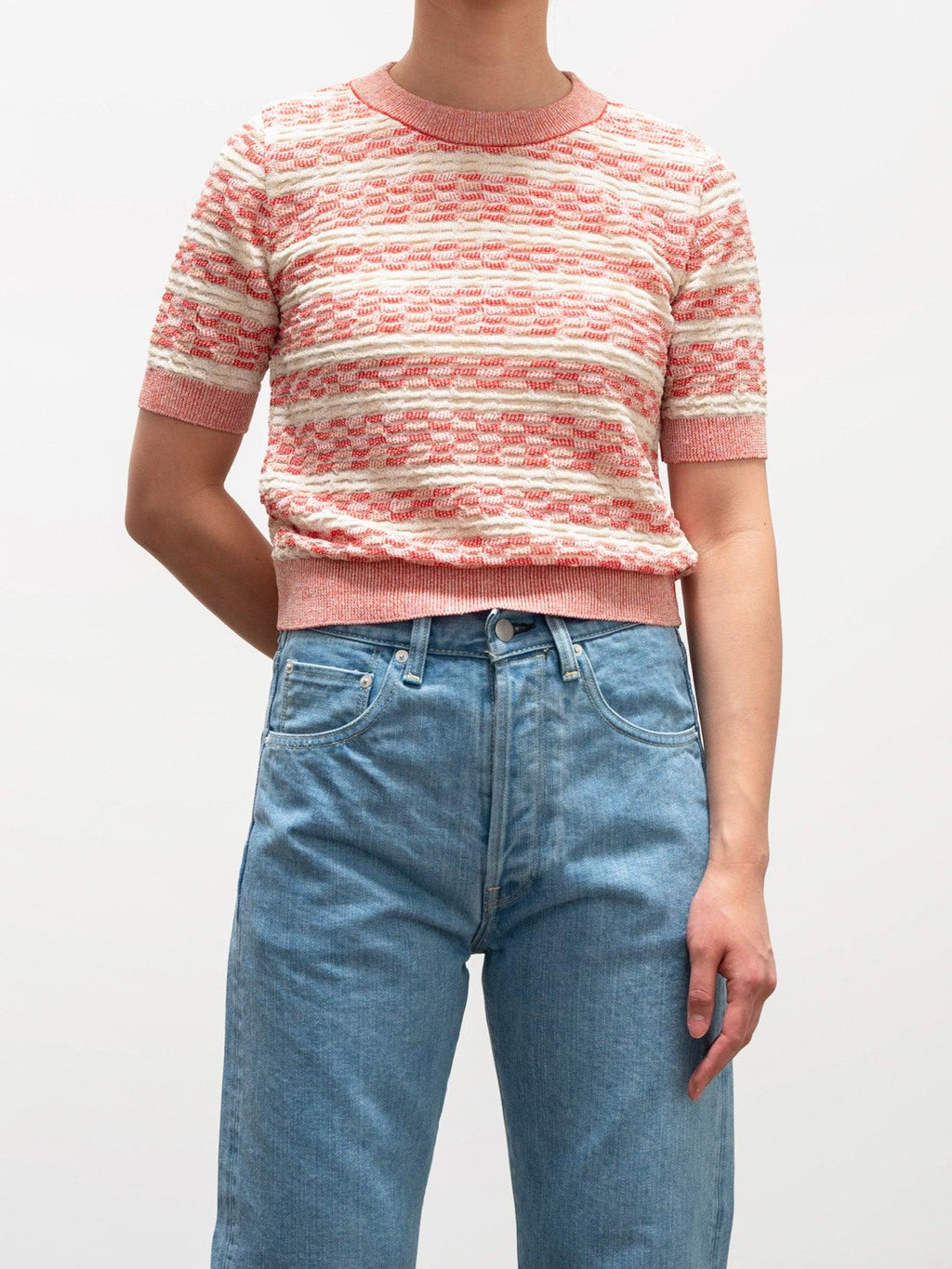 Namu Shop - Babaco Basket Check Top - Ivory/Red