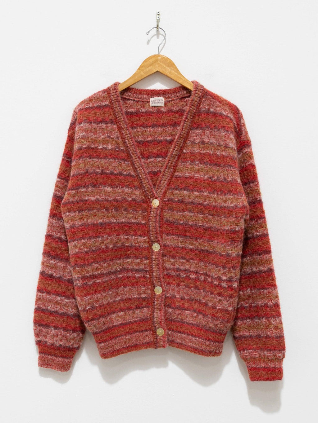 Namu Shop - Babaco Space Dyed Basket Check Cardigan - Brick Red