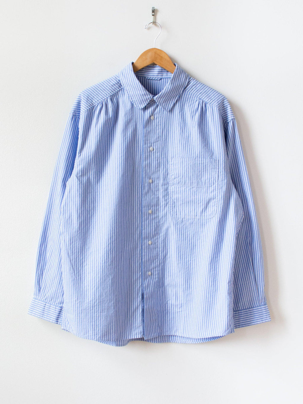 Namu Shop - Document Back Logo Striped Shirt - Blue