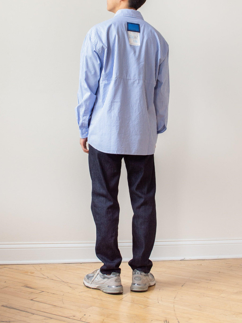 Namu Shop - Document Back Logo Striped Shirt - Blue