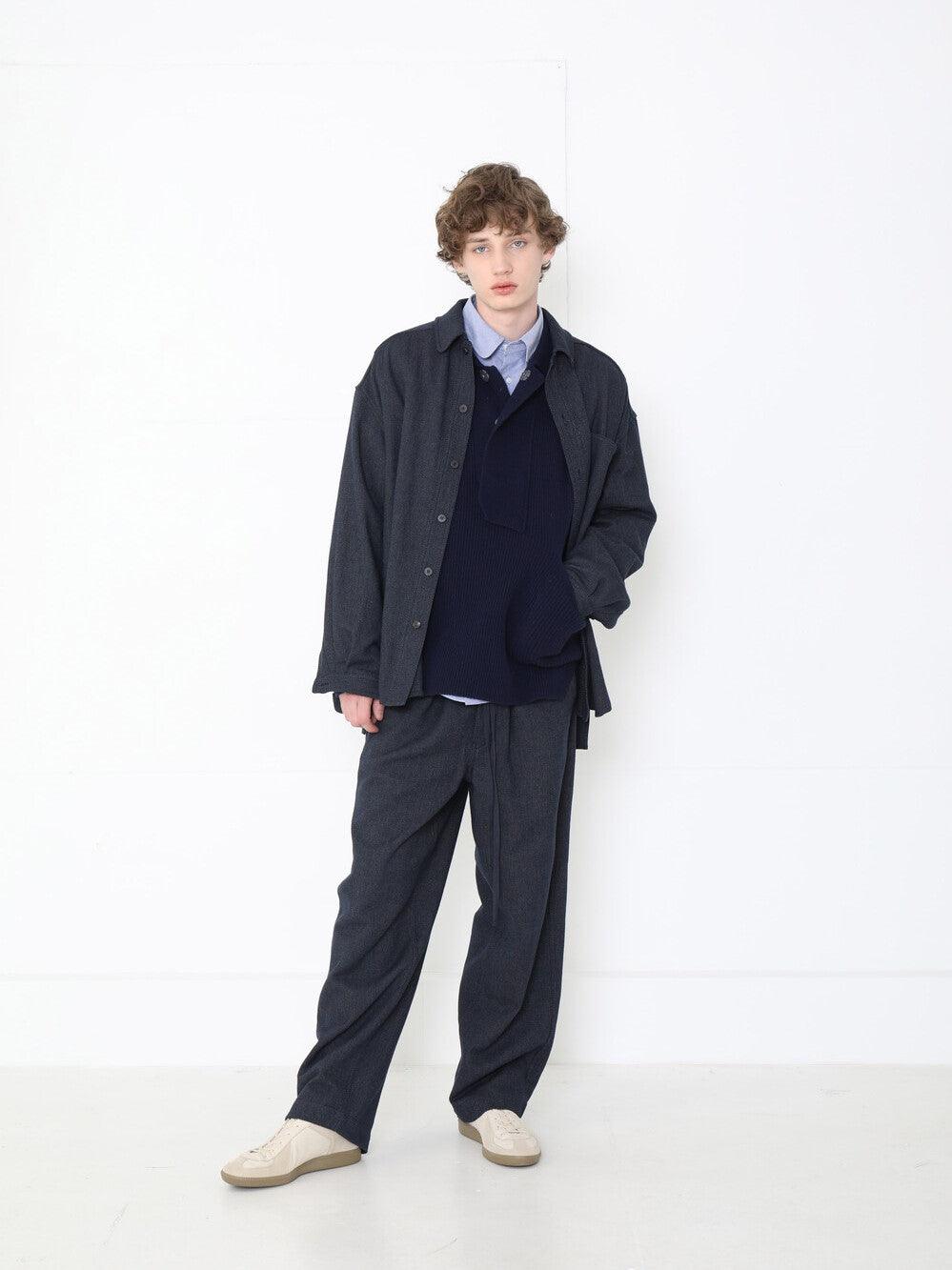 Namu Shop - Document Denim Cotton One Tucked Trousers