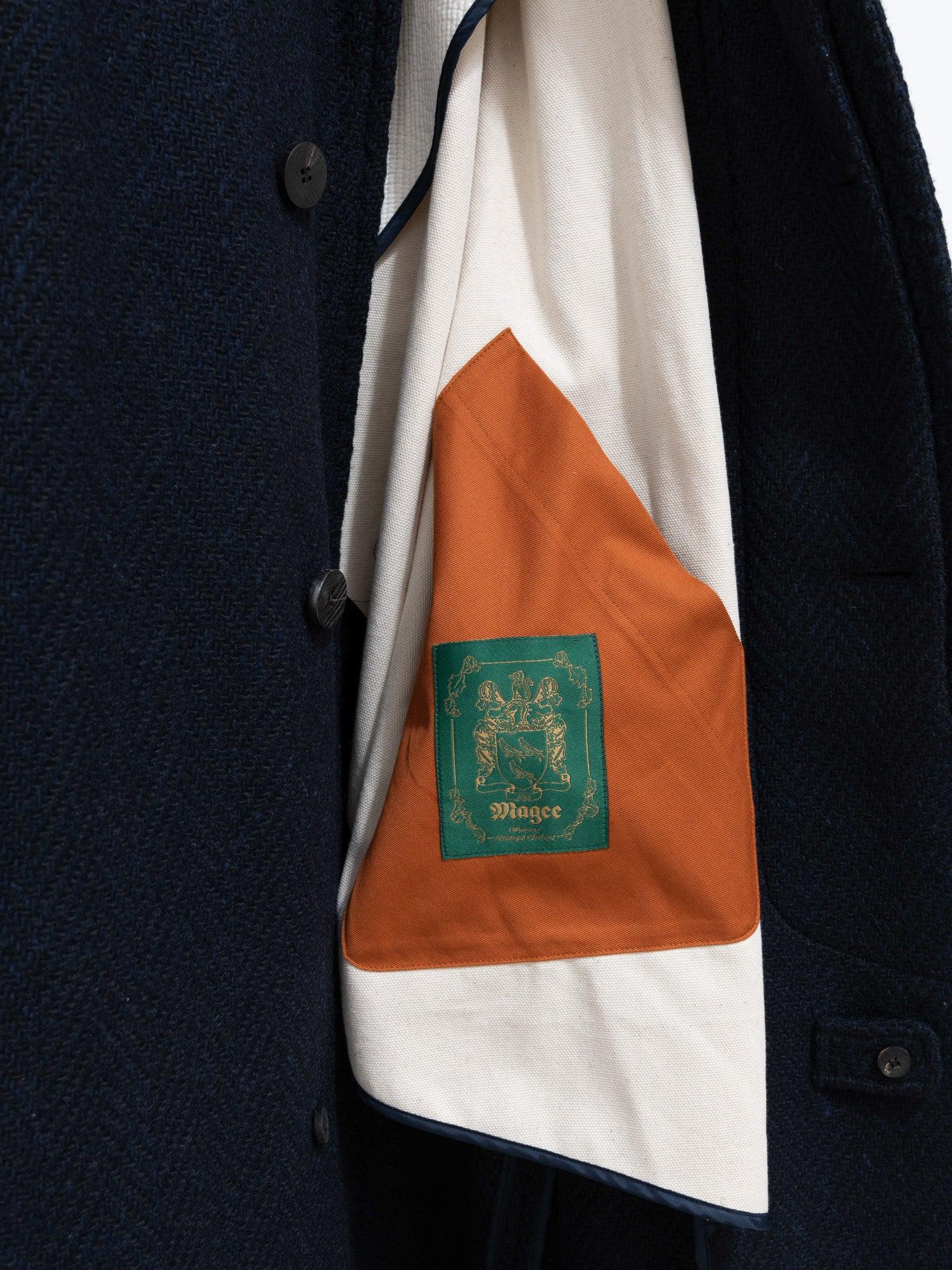Namu Shop - Document Donegal Tweed Oversized Balmacaan Coat - Navy