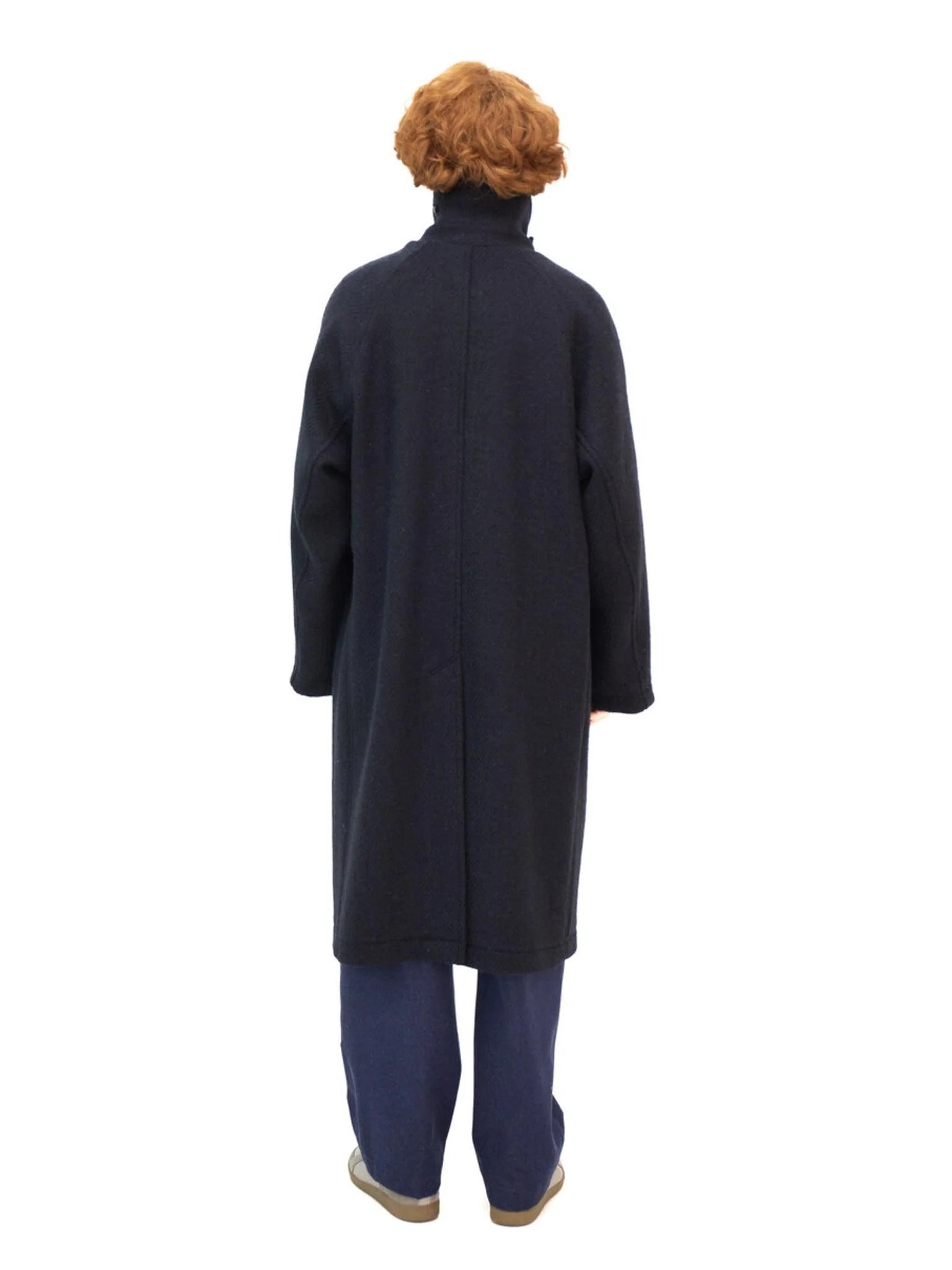 Namu Shop - Document Donegal Tweed Oversized Balmacaan Coat - Navy