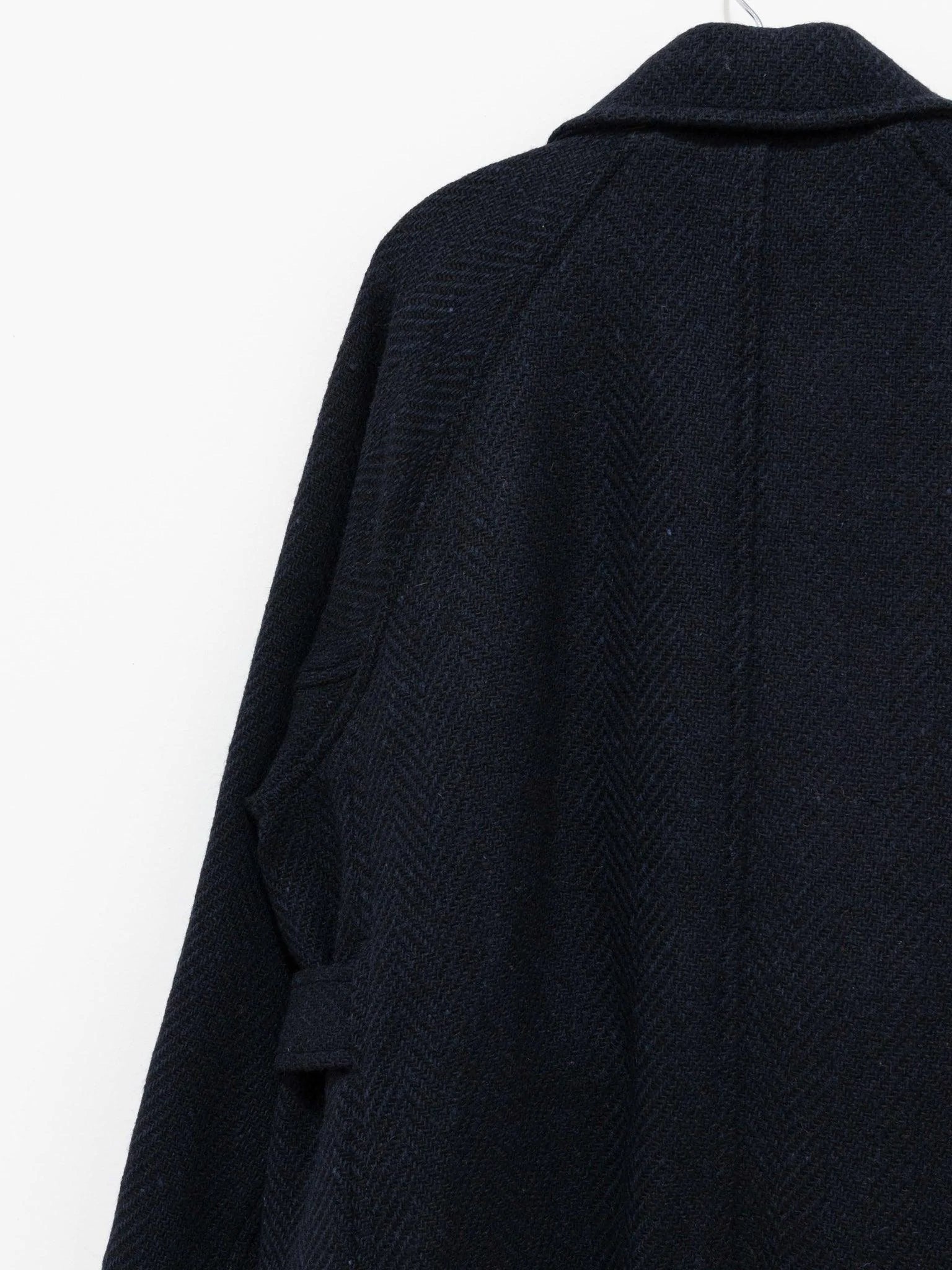 Namu Shop - Document Donegal Tweed Oversized Balmacaan Coat - Navy