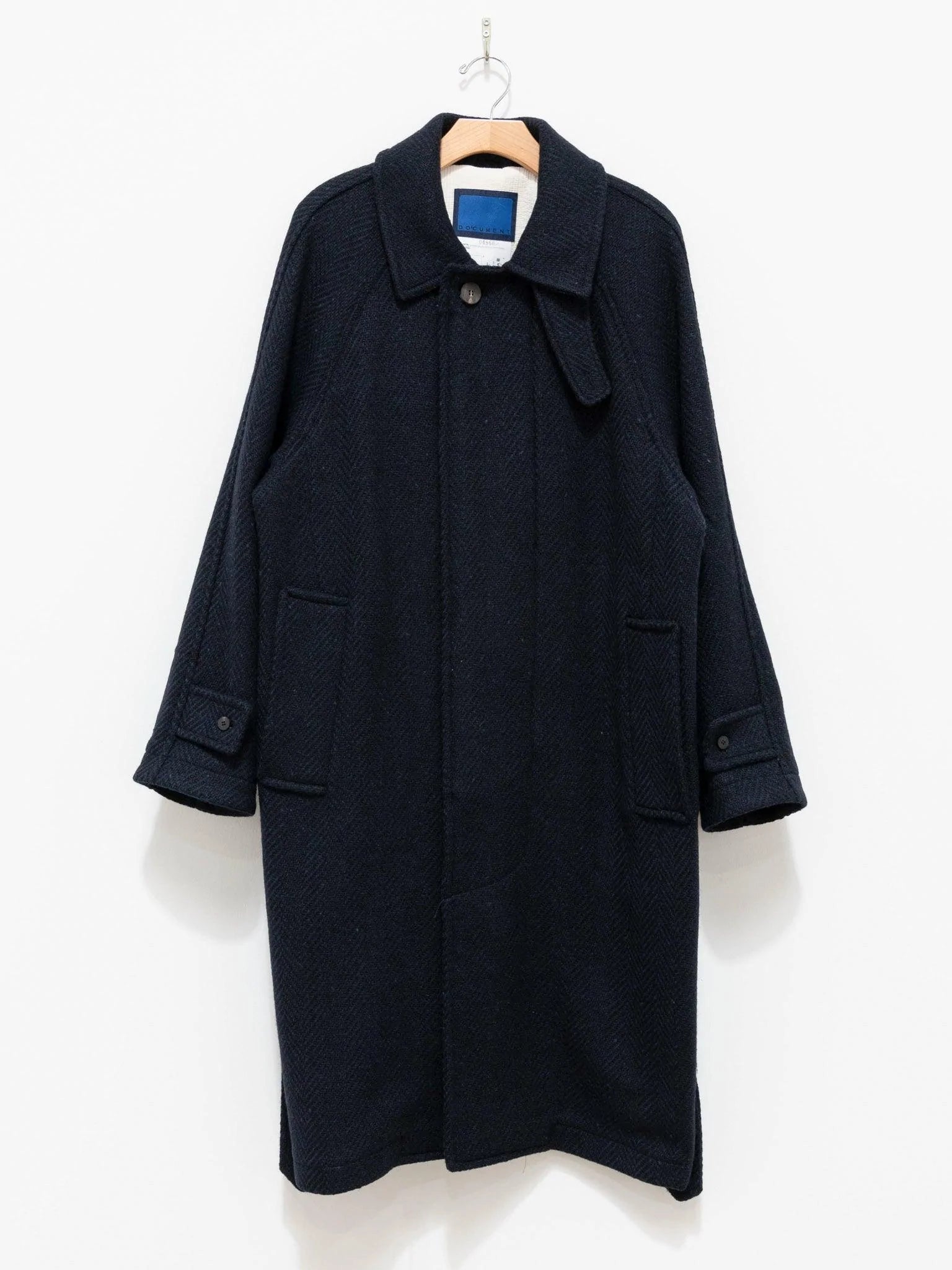 Namu Shop - Document Donegal Tweed Oversized Balmacaan Coat - Navy