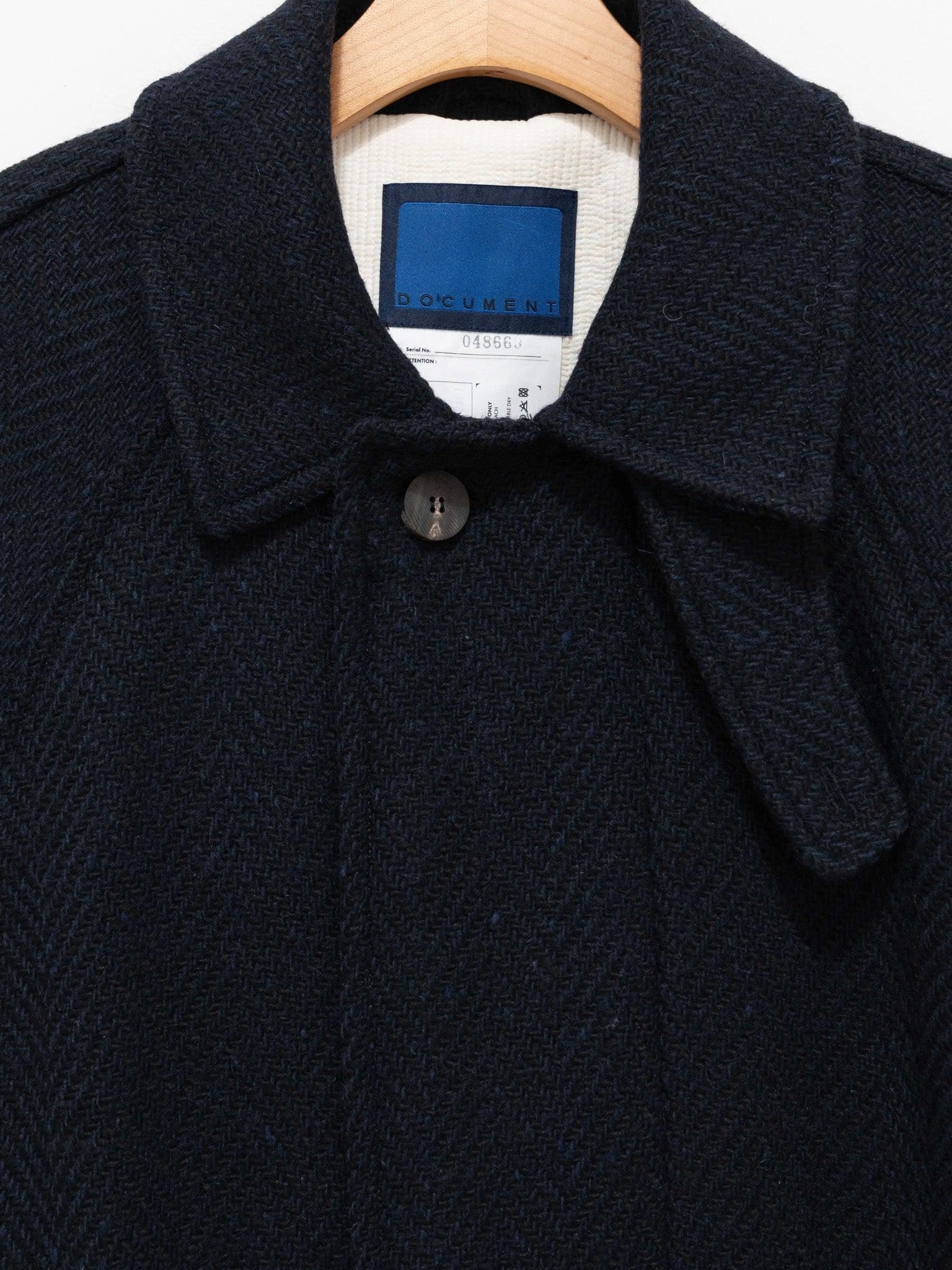 Namu Shop - Document Donegal Tweed Oversized Balmacaan Coat - Navy