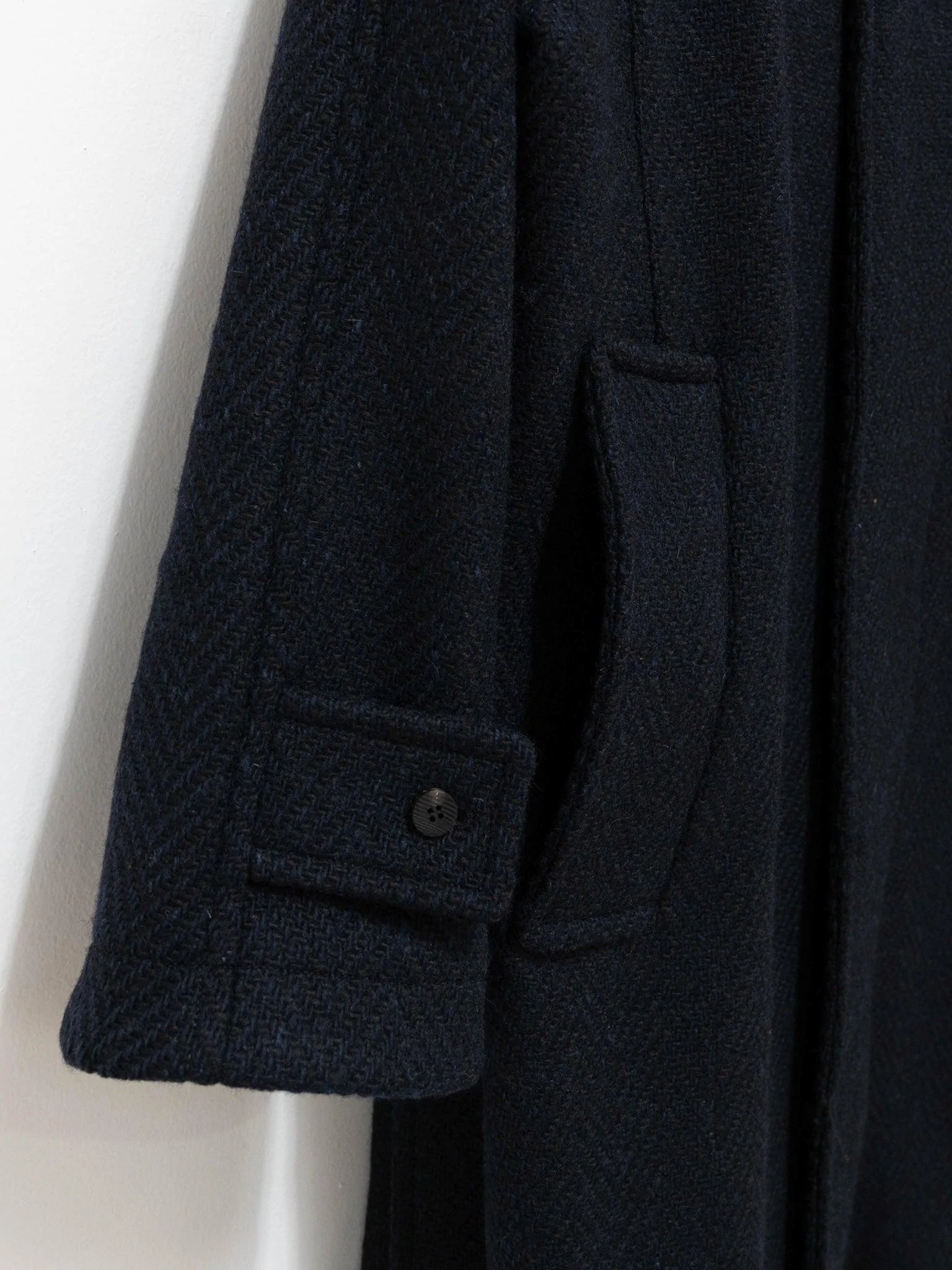 Namu Shop - Document Donegal Tweed Oversized Balmacaan Coat - Navy