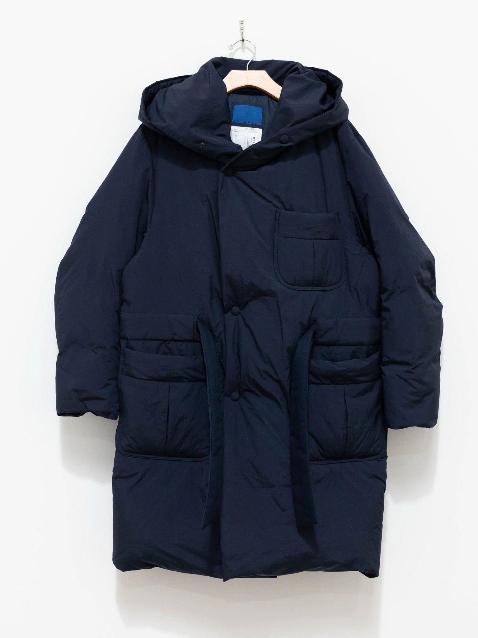 Namu Shop - Document Down Robe Hooded Coat - Navy