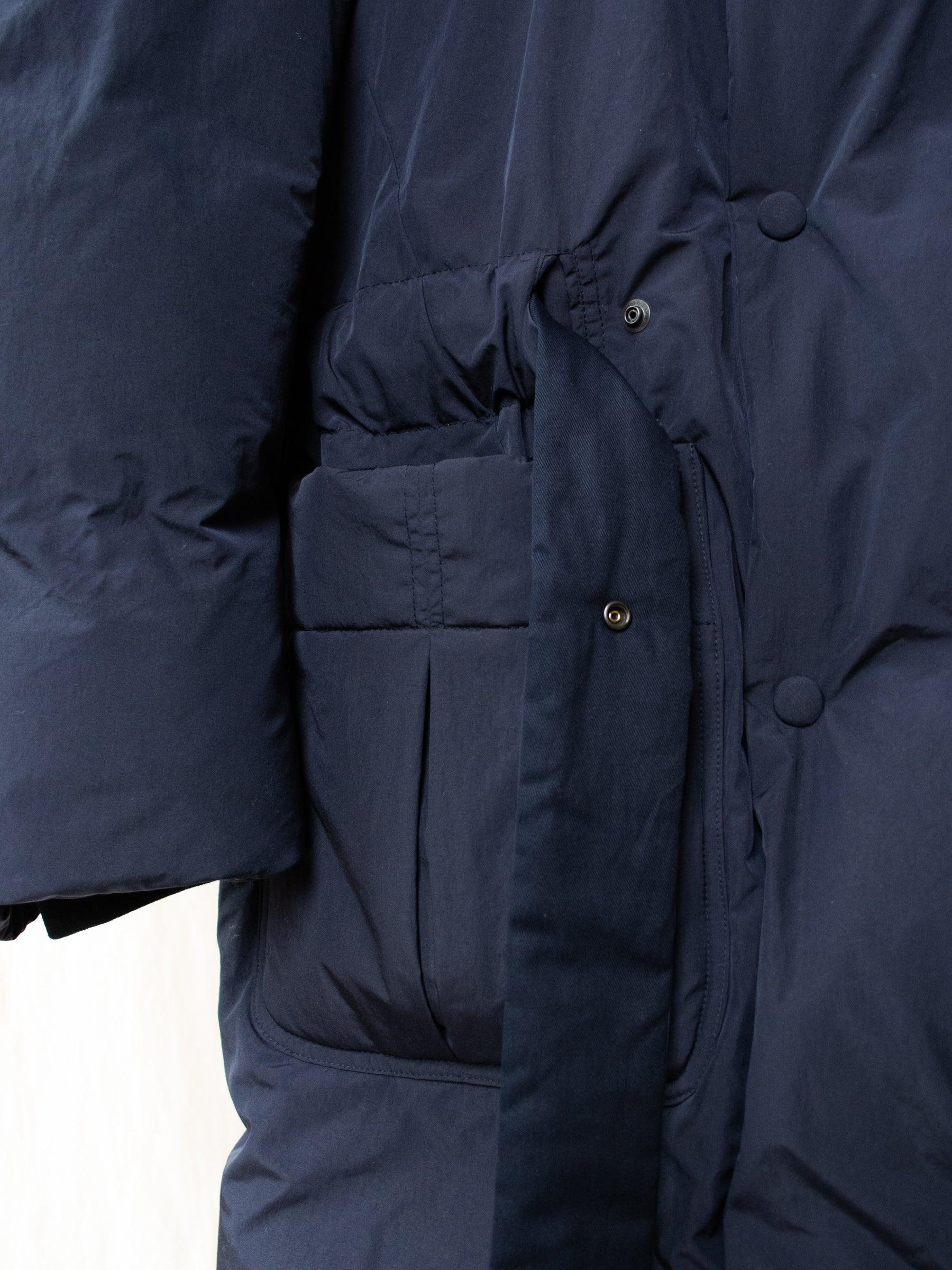 Namu Shop - Document Down Robe Hooded Coat - Navy