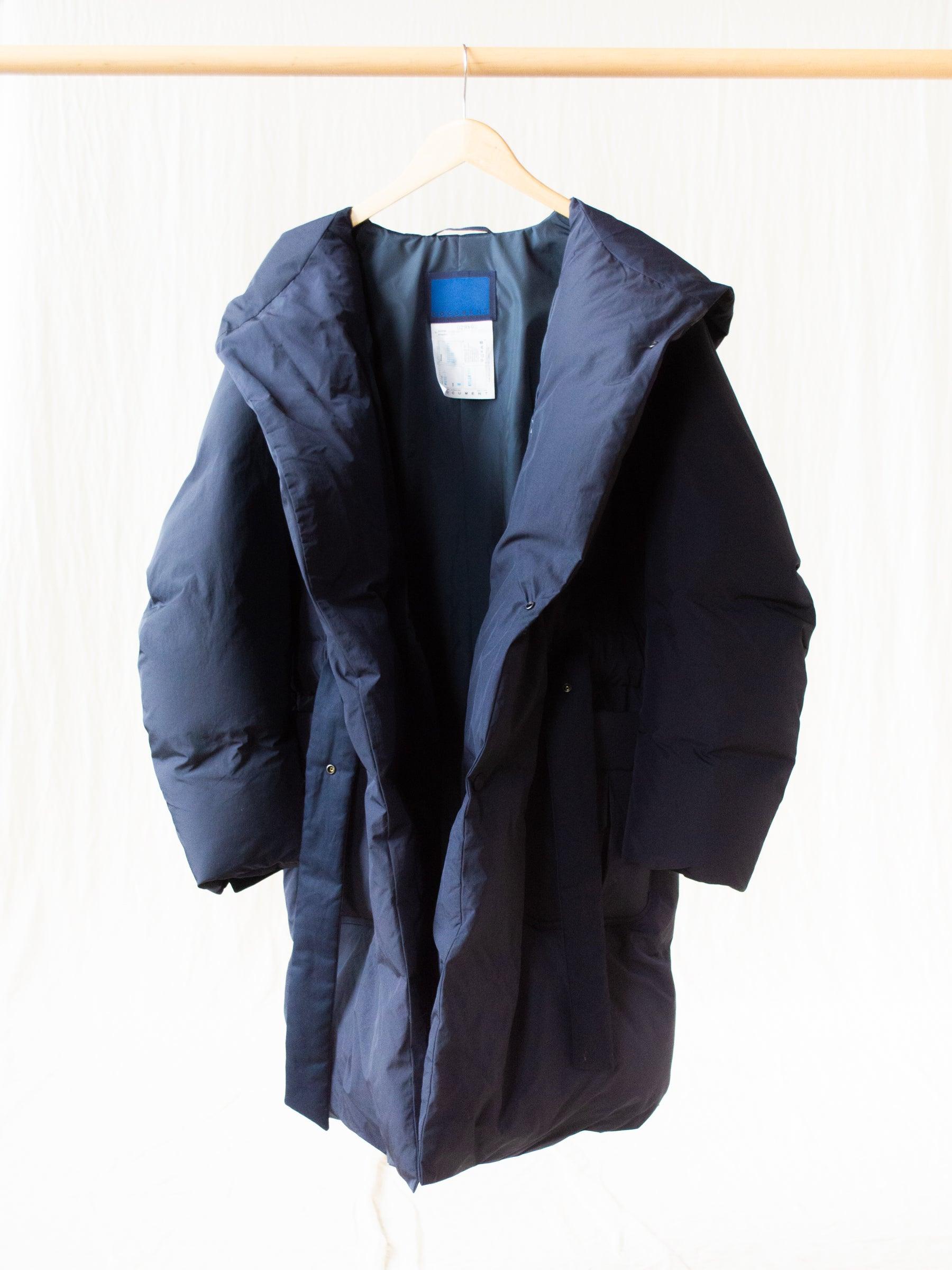 Namu Shop - Document Down Robe Hooded Coat - Navy