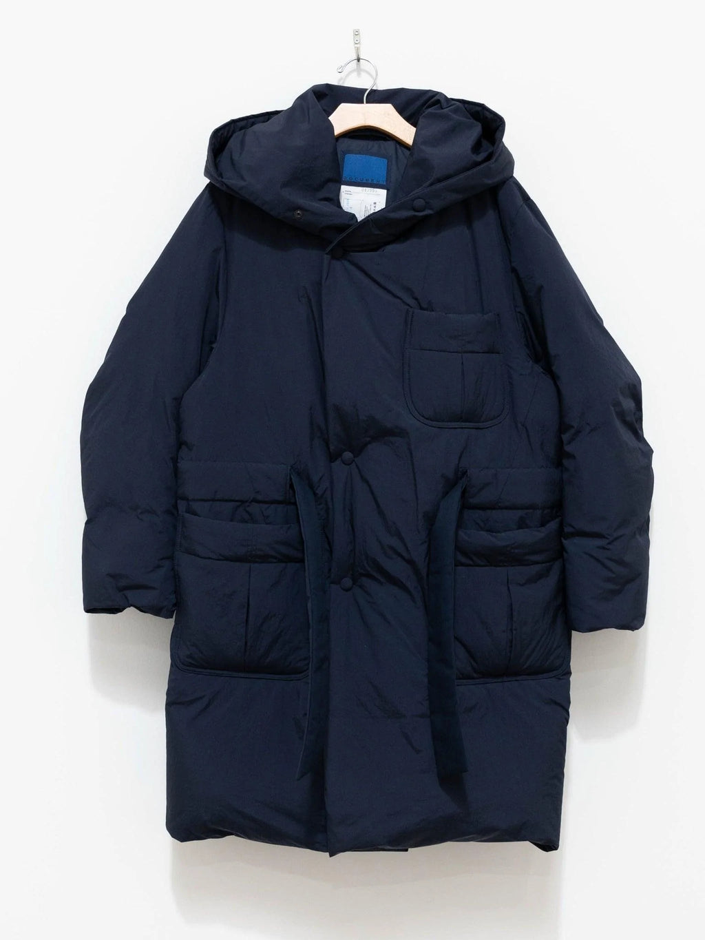 Namu Shop - Document Down Robe Hooded Coat - Navy