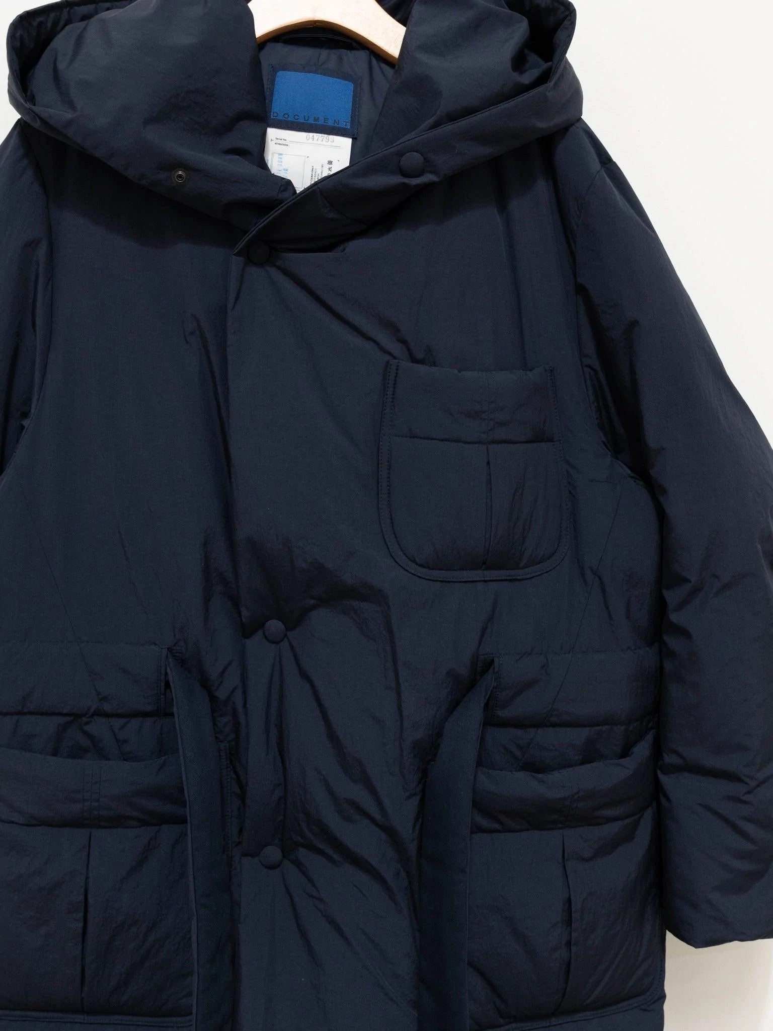 Namu Shop - Document Down Robe Hooded Coat - Navy