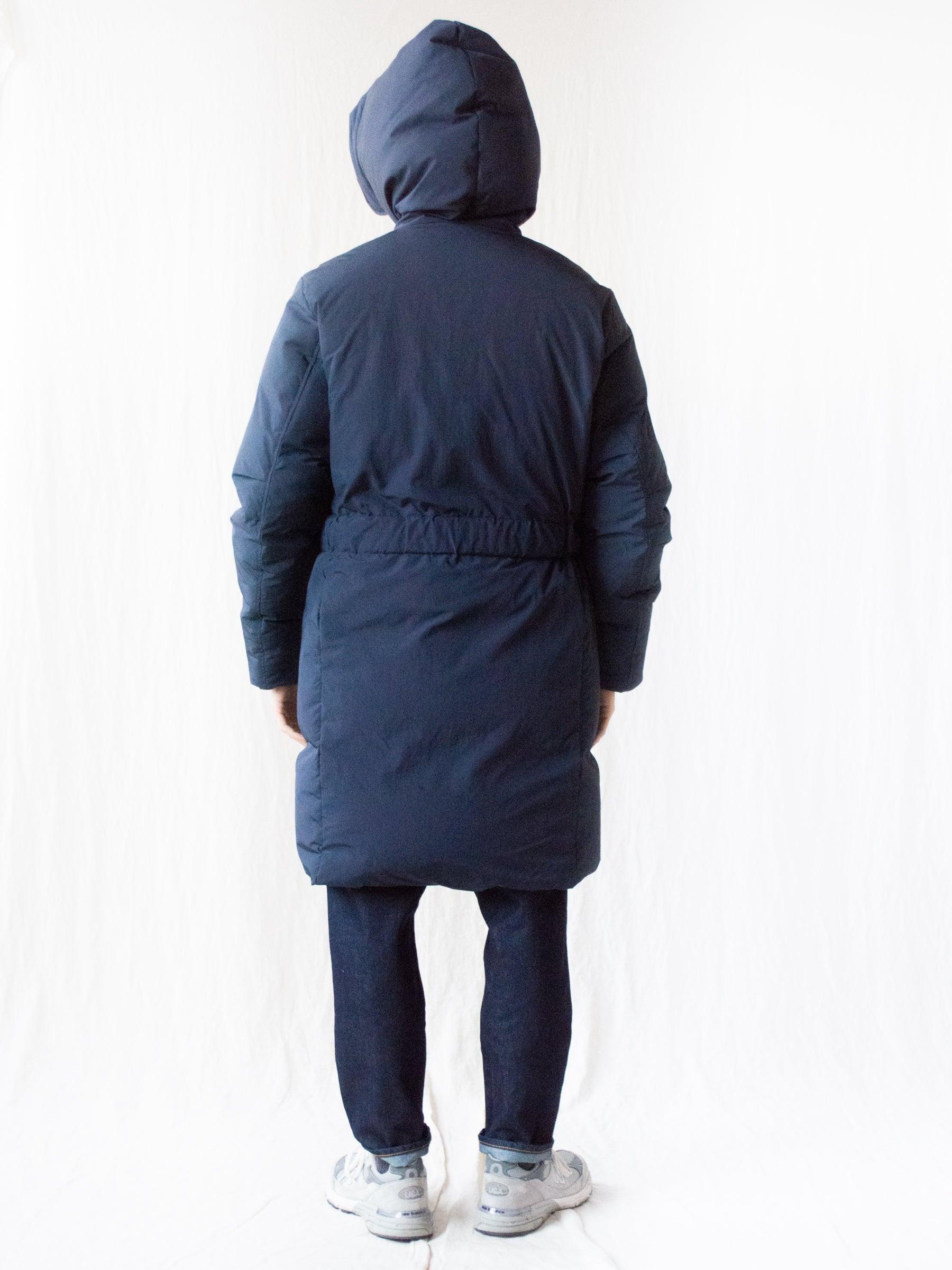 Namu Shop - Document Down Robe Hooded Coat - Navy