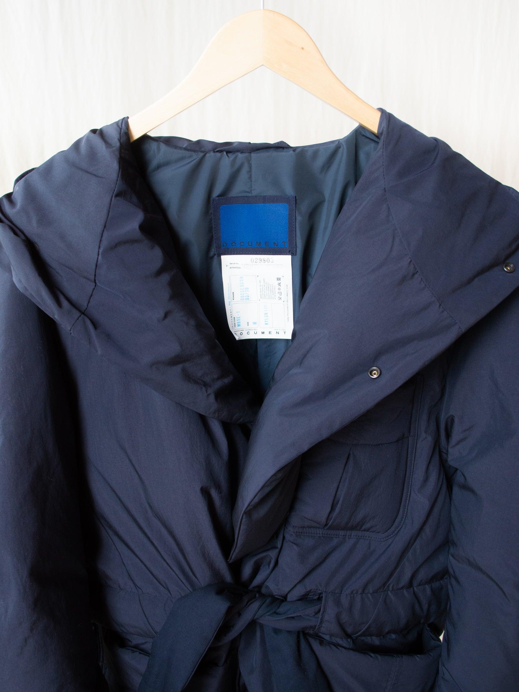 Namu Shop - Document Down Robe Hooded Coat - Navy