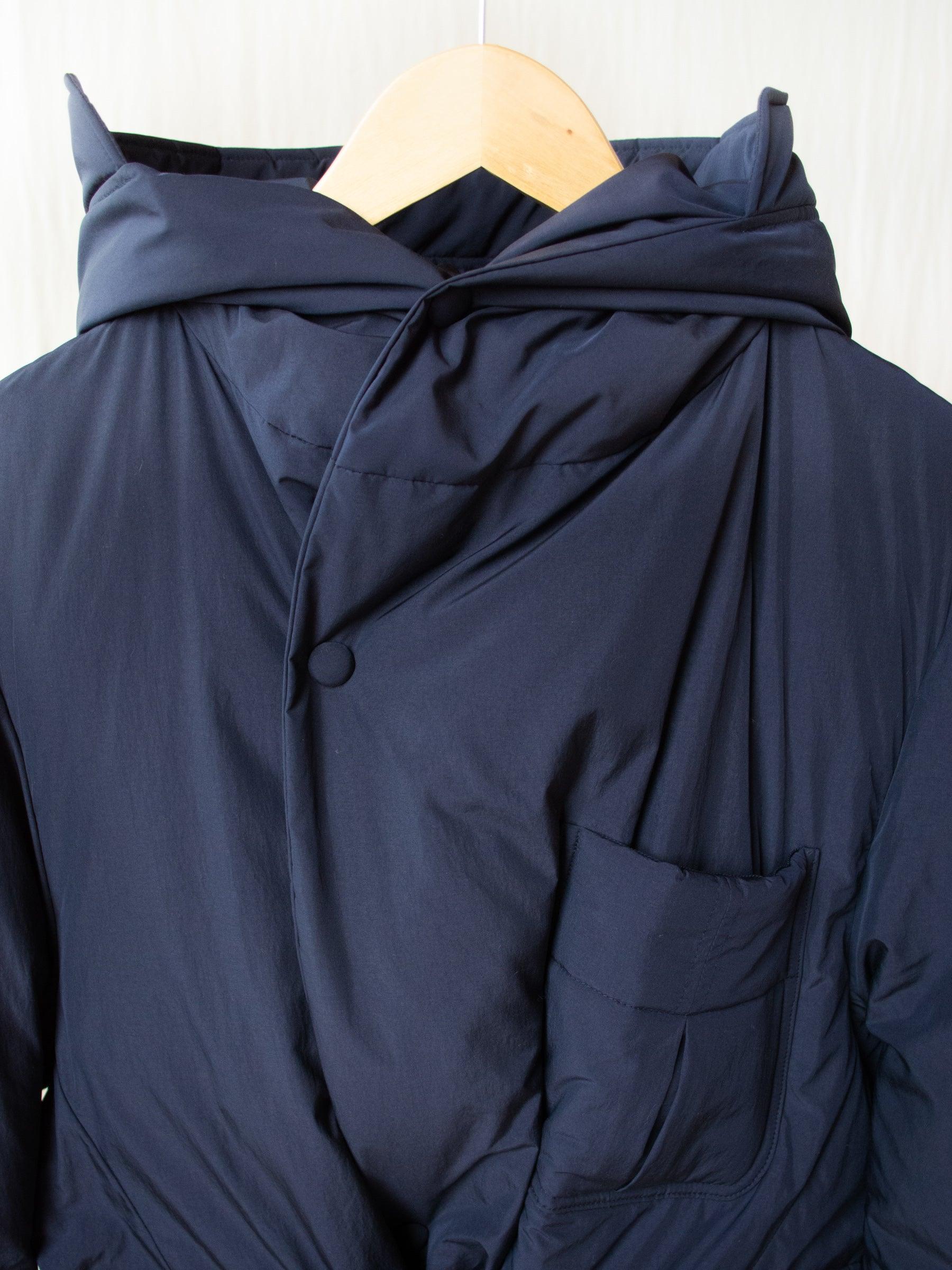 Namu Shop - Document Down Robe Hooded Coat - Navy