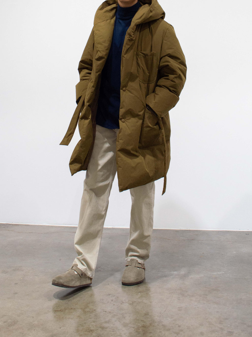 Namu Shop - Document Duck Down Robe Hooded Coat - Moka Brown