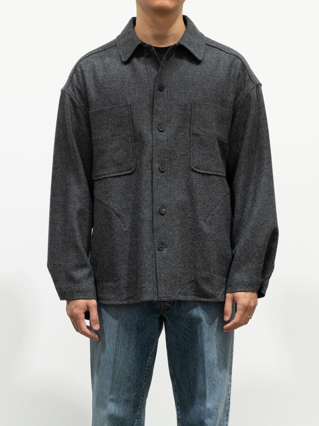 Namu Shop - Document English Wool Shirting Jacket - Gray