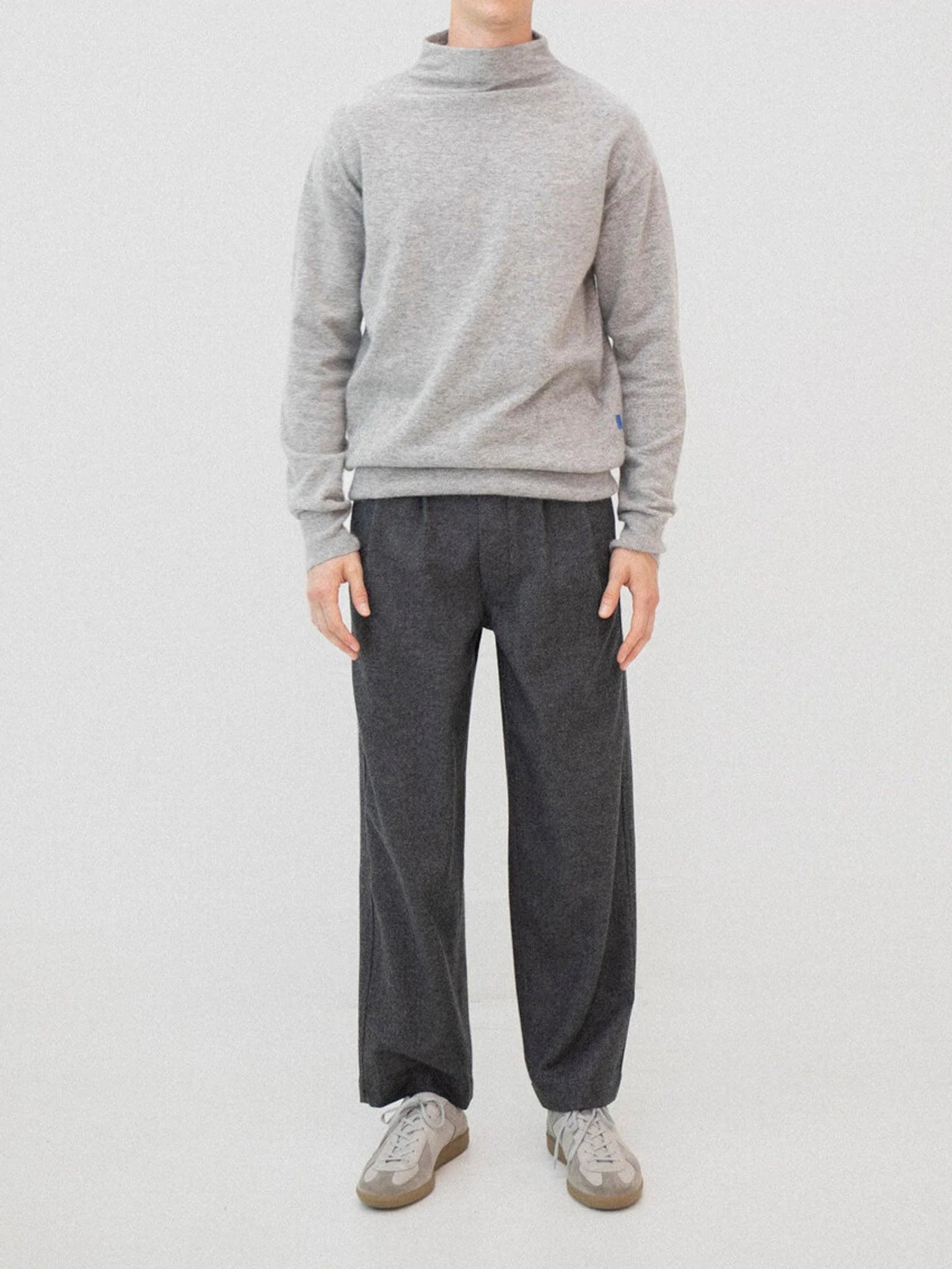 Namu Shop - Document English Wool Tucked Trousers - Gray