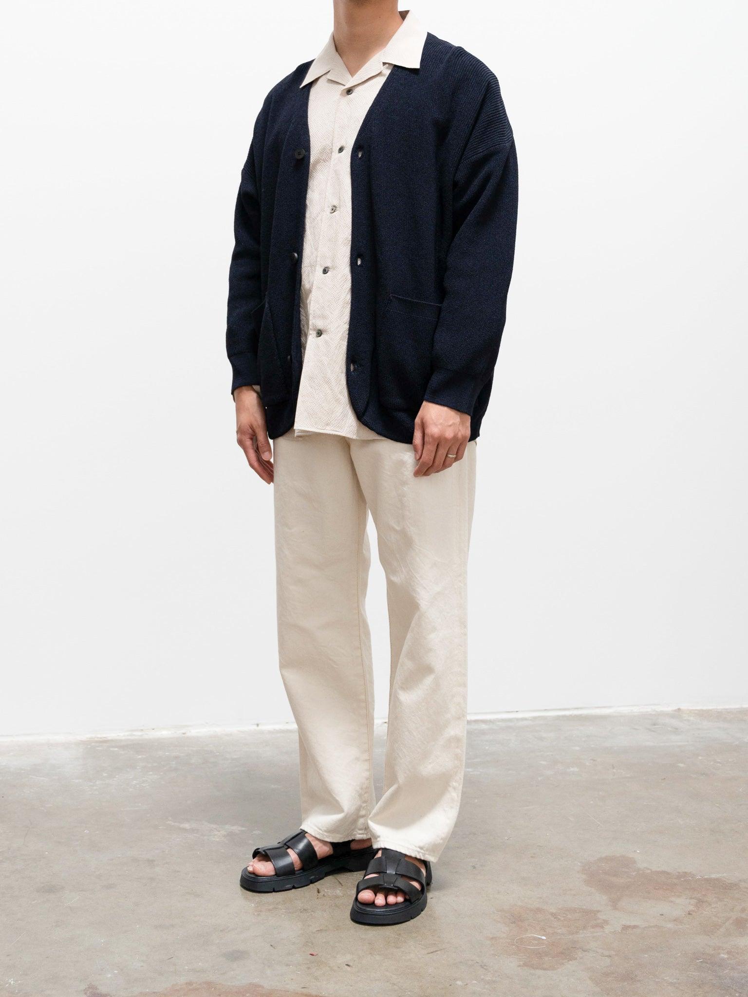 Namu Shop - Document Hanji Paper Relaxed Cardigan - Navy
