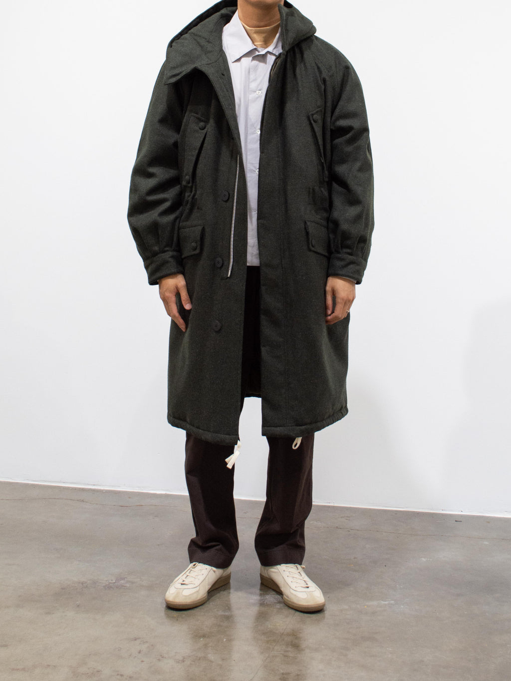 Namu Shop - Document Lightweight Padded Wool Parka - Forest Green