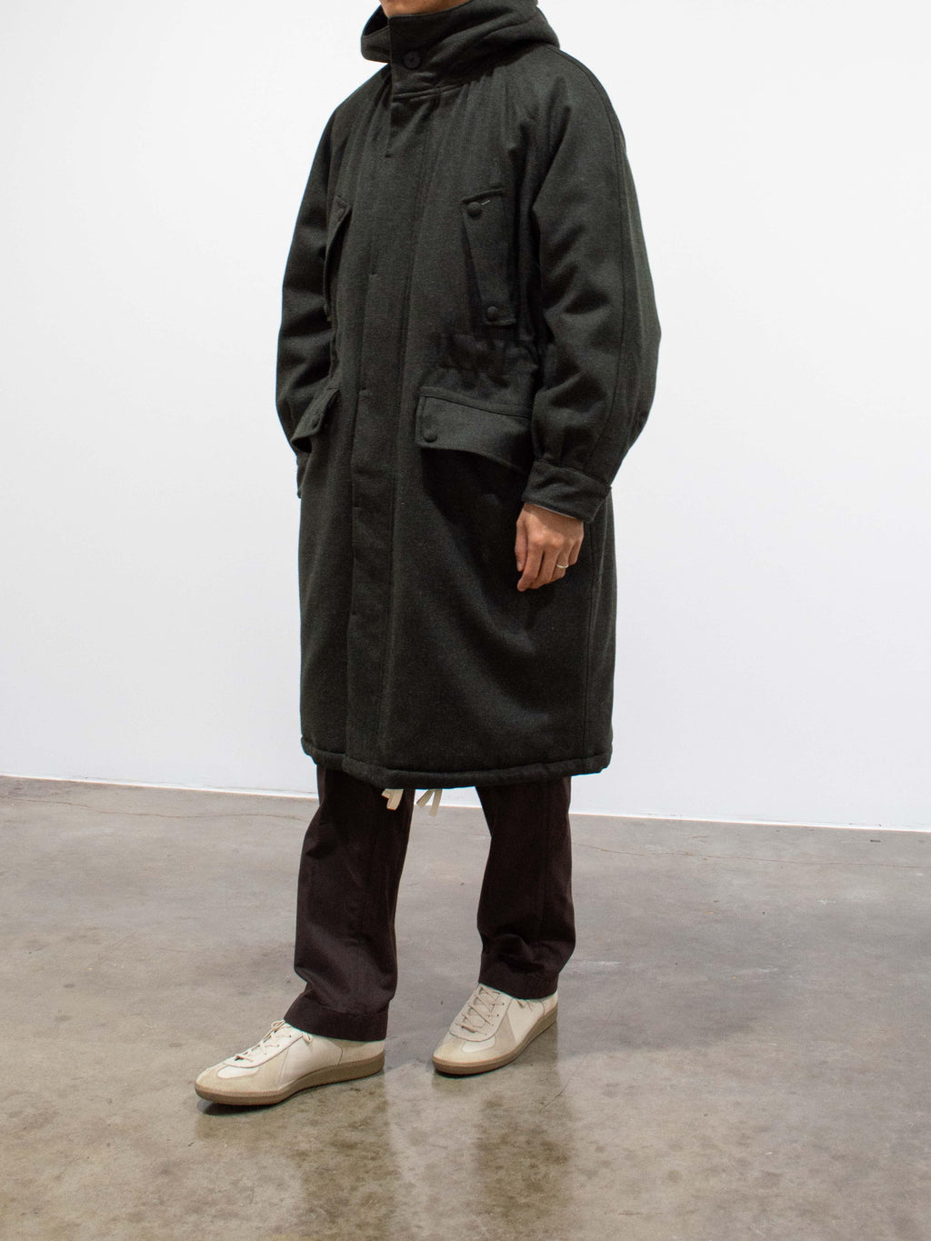 Namu Shop - Document Lightweight Padded Wool Parka - Forest Green