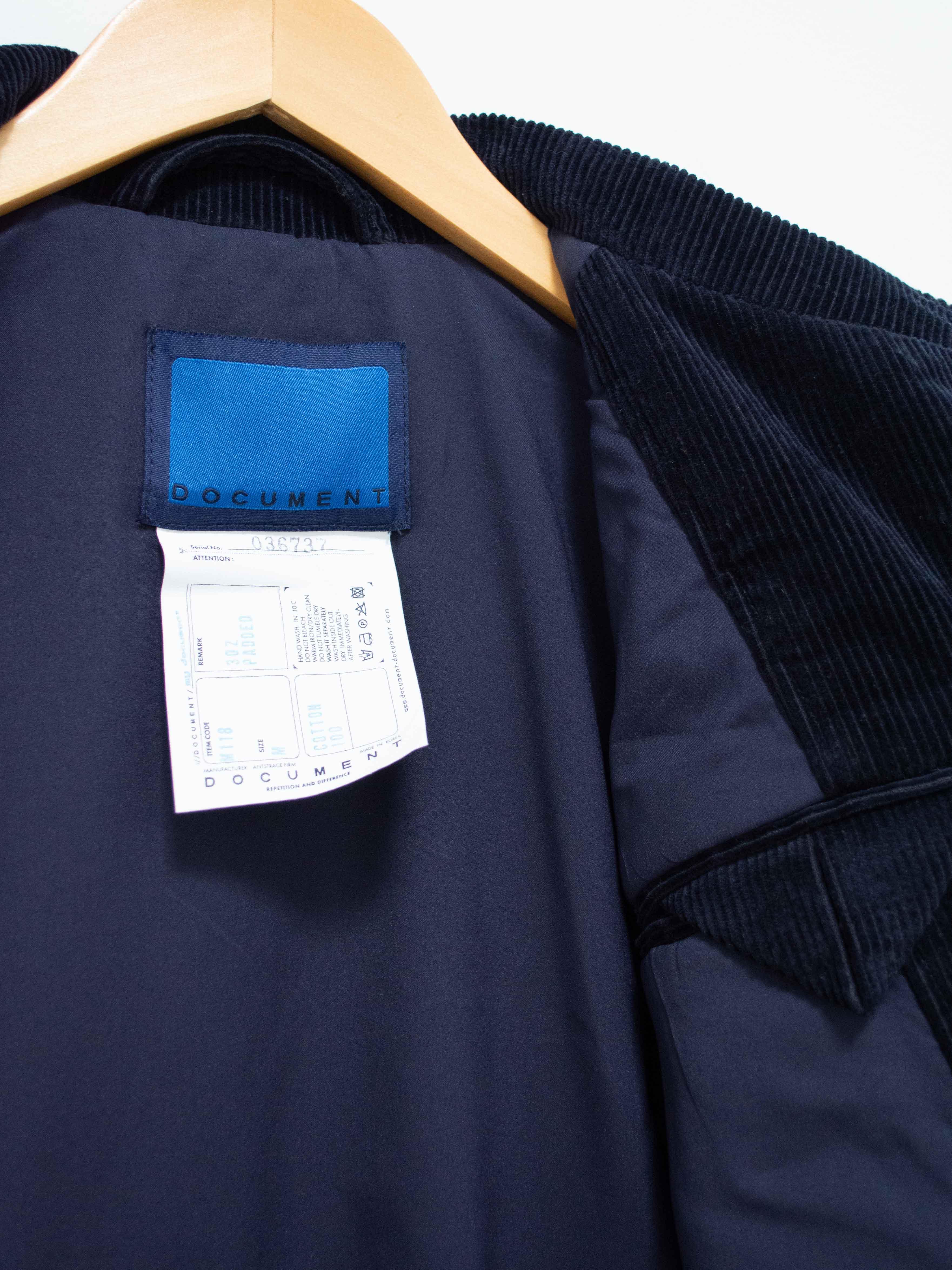 Namu Shop - Document Padded Corduroy Jacket - Navy