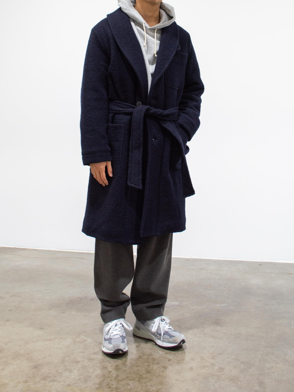 Namu Shop - Document Wool Boucle Coat - Navy