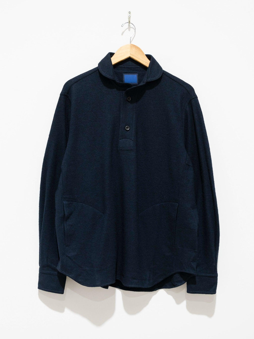 Namu Shop - Document Wool Jersey French Round Collar Shirt - Navy