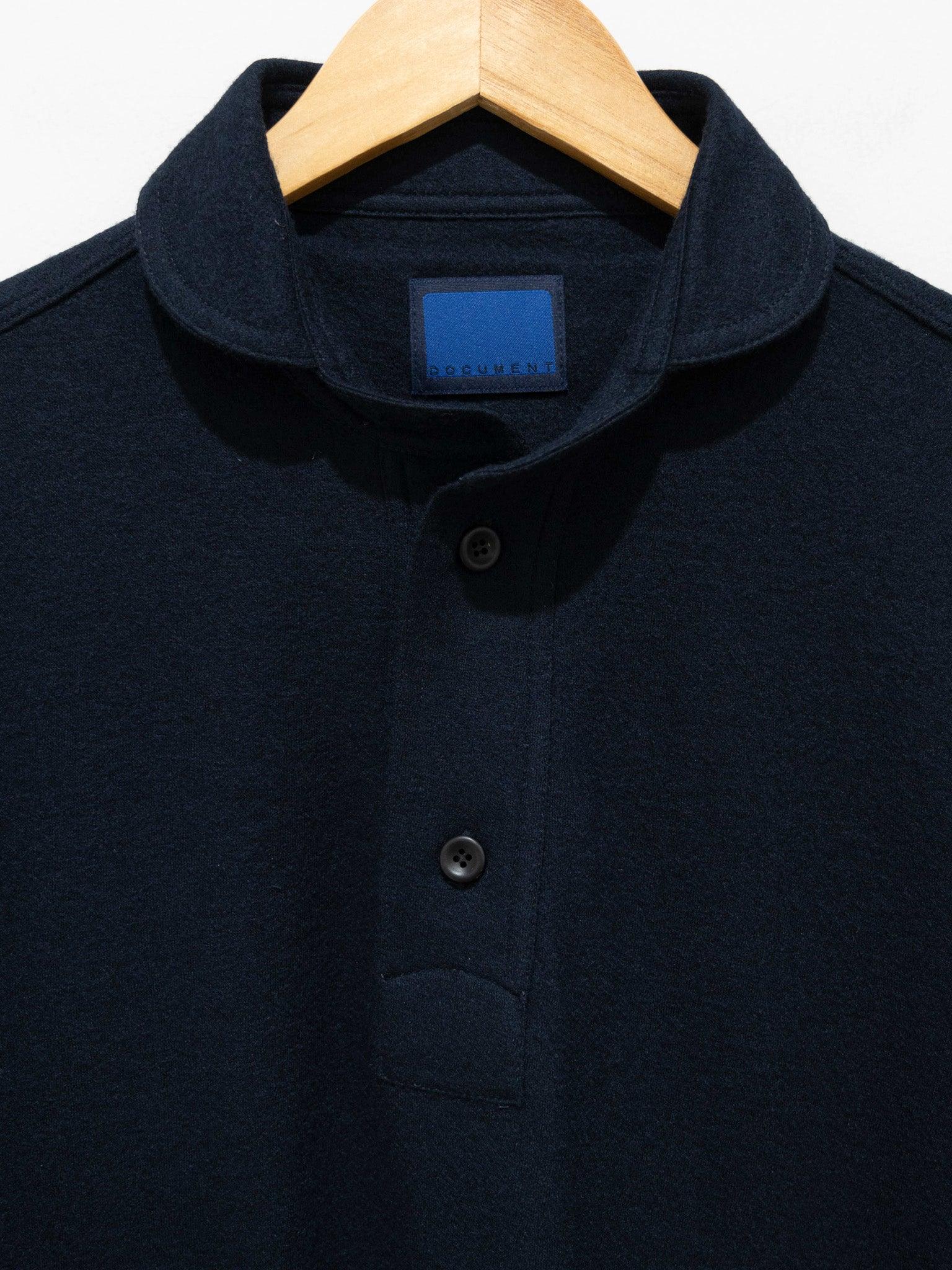 Namu Shop - Document Wool Jersey French Round Collar Shirt - Navy