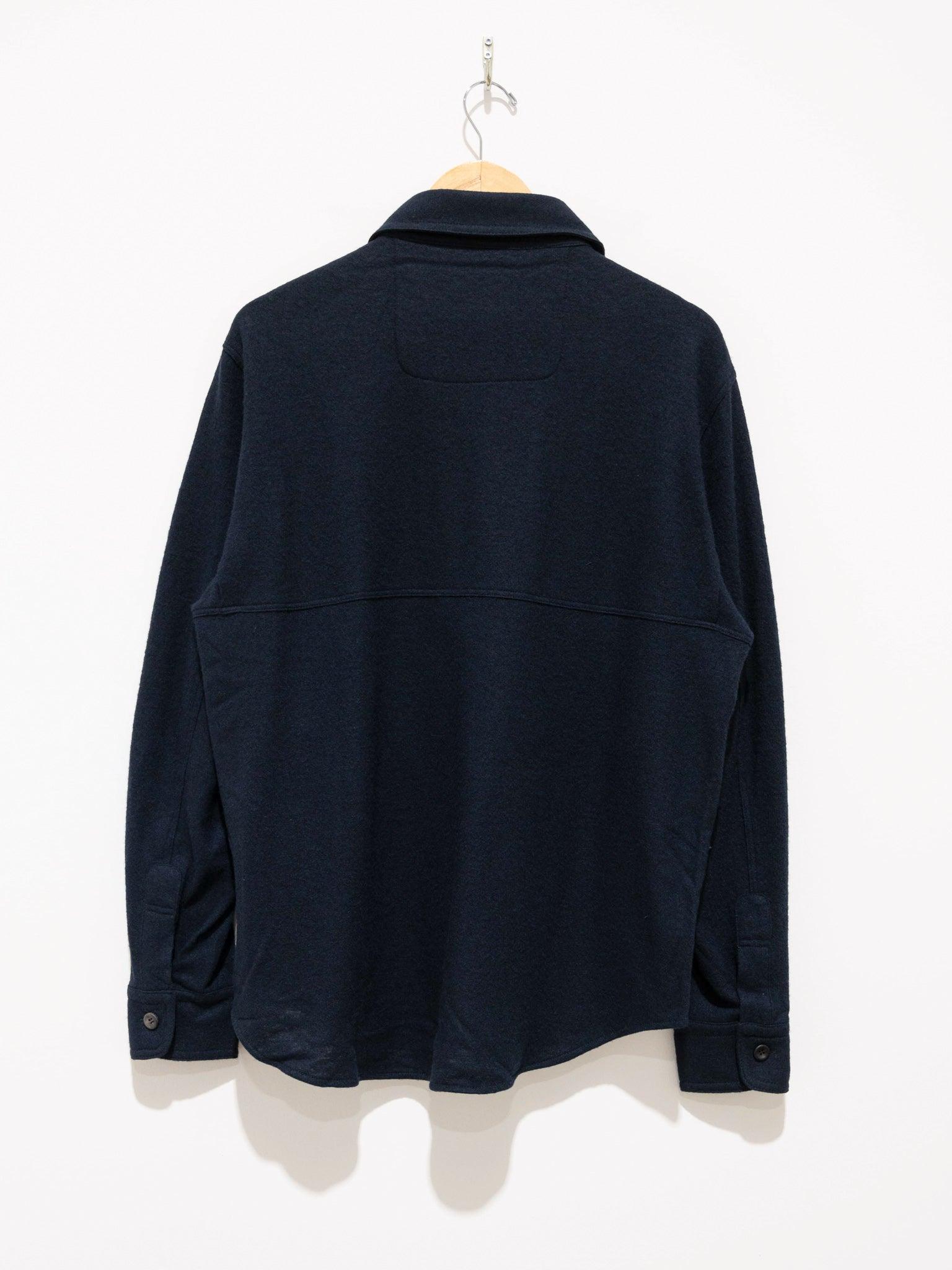 Namu Shop - Document Wool Jersey French Round Collar Shirt - Navy