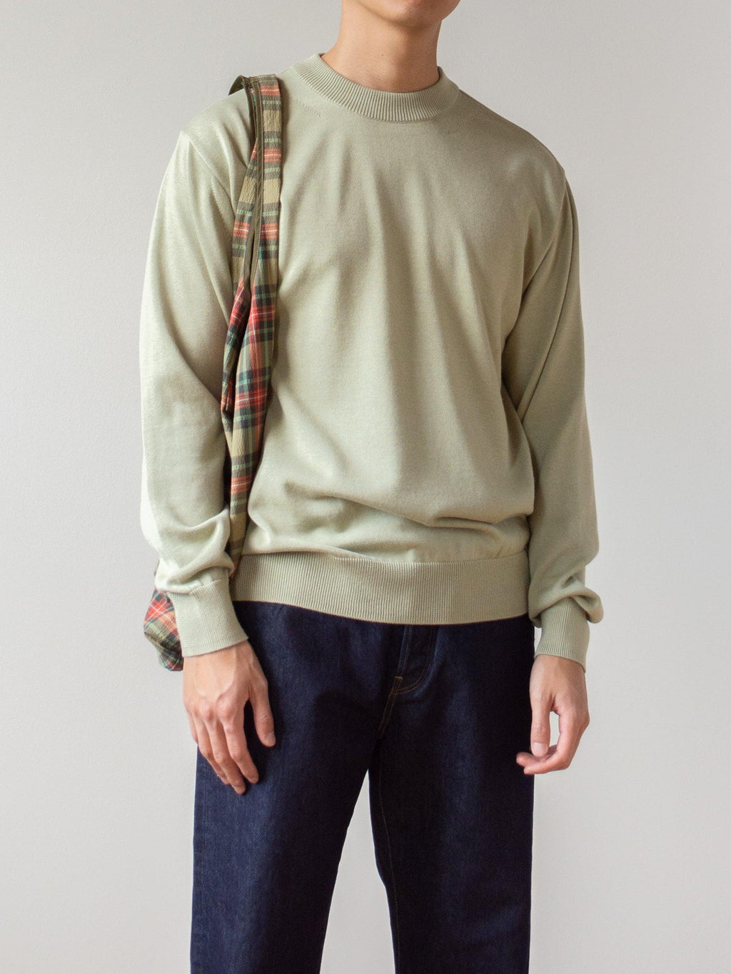 Namu Shop - Fujito Co Silk C/N Knit Sweater - Moss