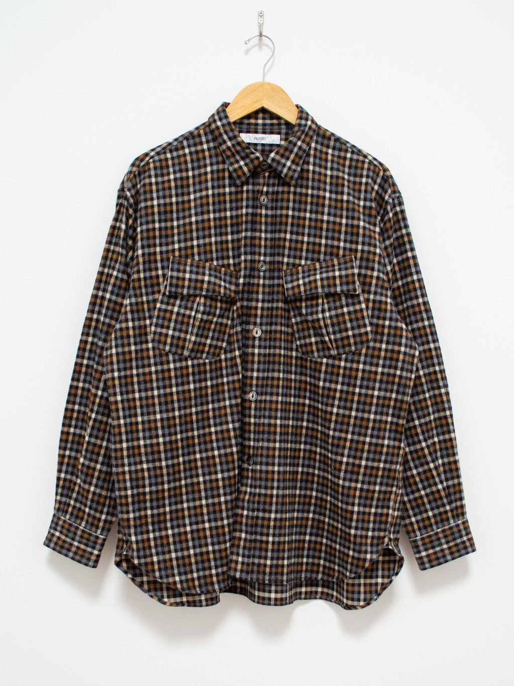 Namu Shop - Fujito Fatigue Shirt - Black x Brown Check
