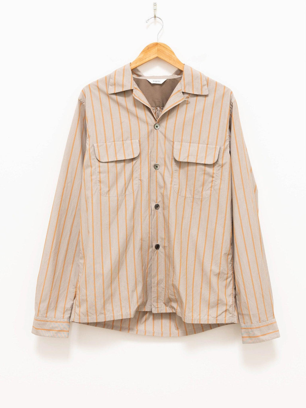 Namu Shop - Fujito Open Collar Shirt - Orange Stripe