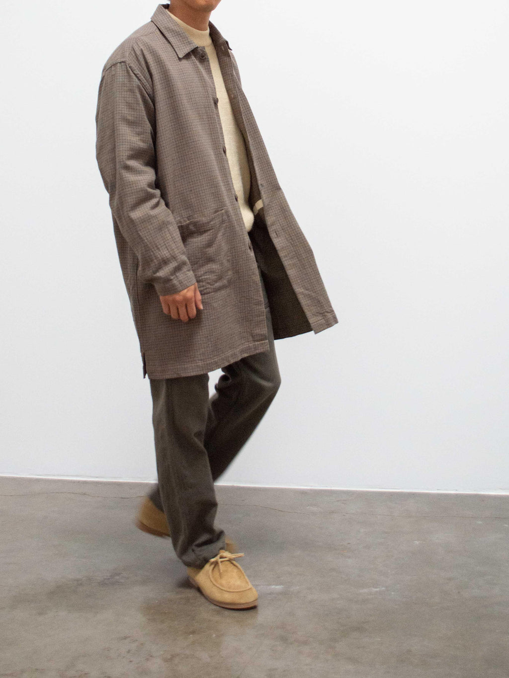 Namu Shop - Fujito Shirt Coat - Herringbone Gray Check