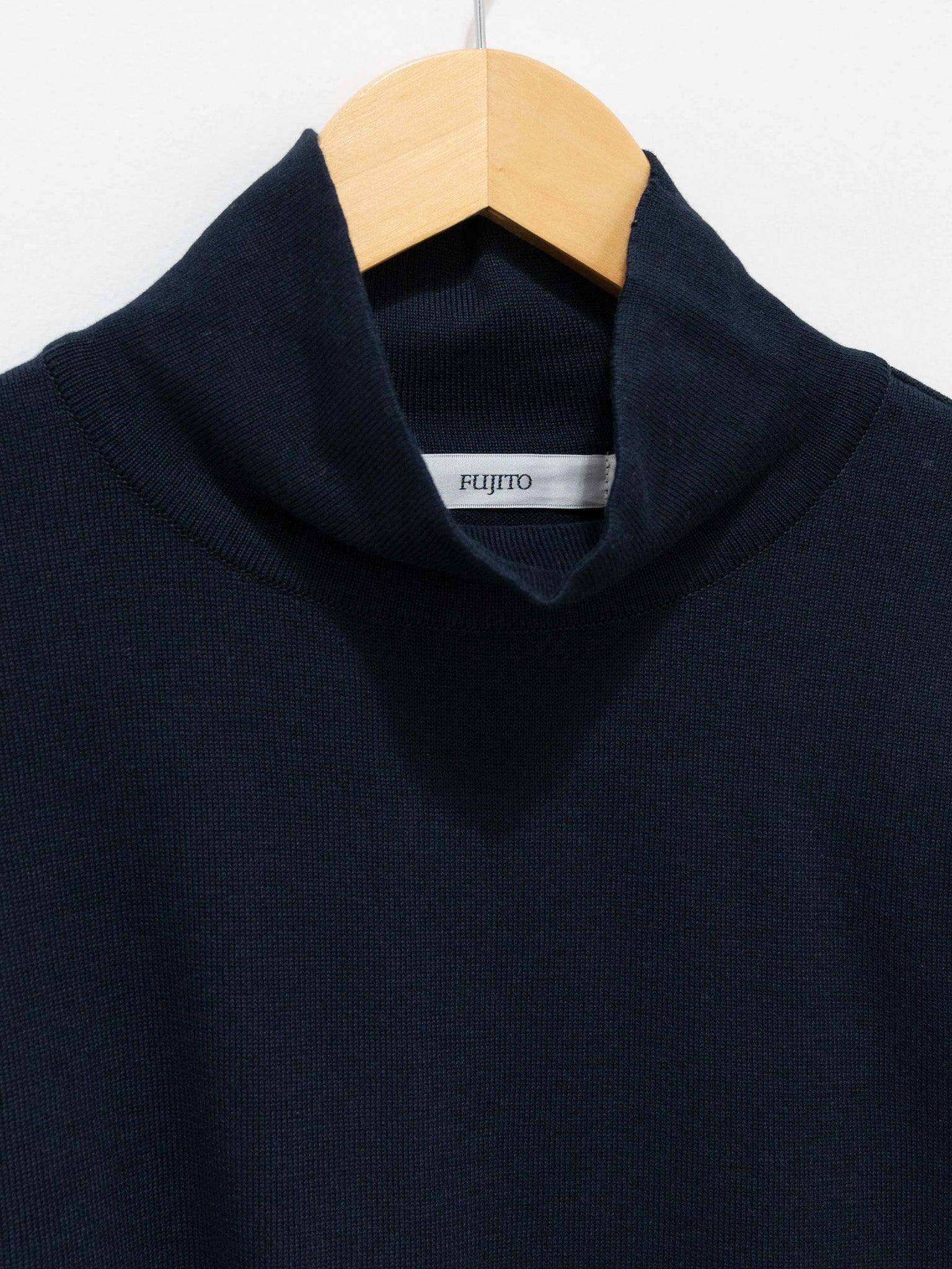 Namu Shop - Fujito Turtleneck Knit T-Shirt - Navy