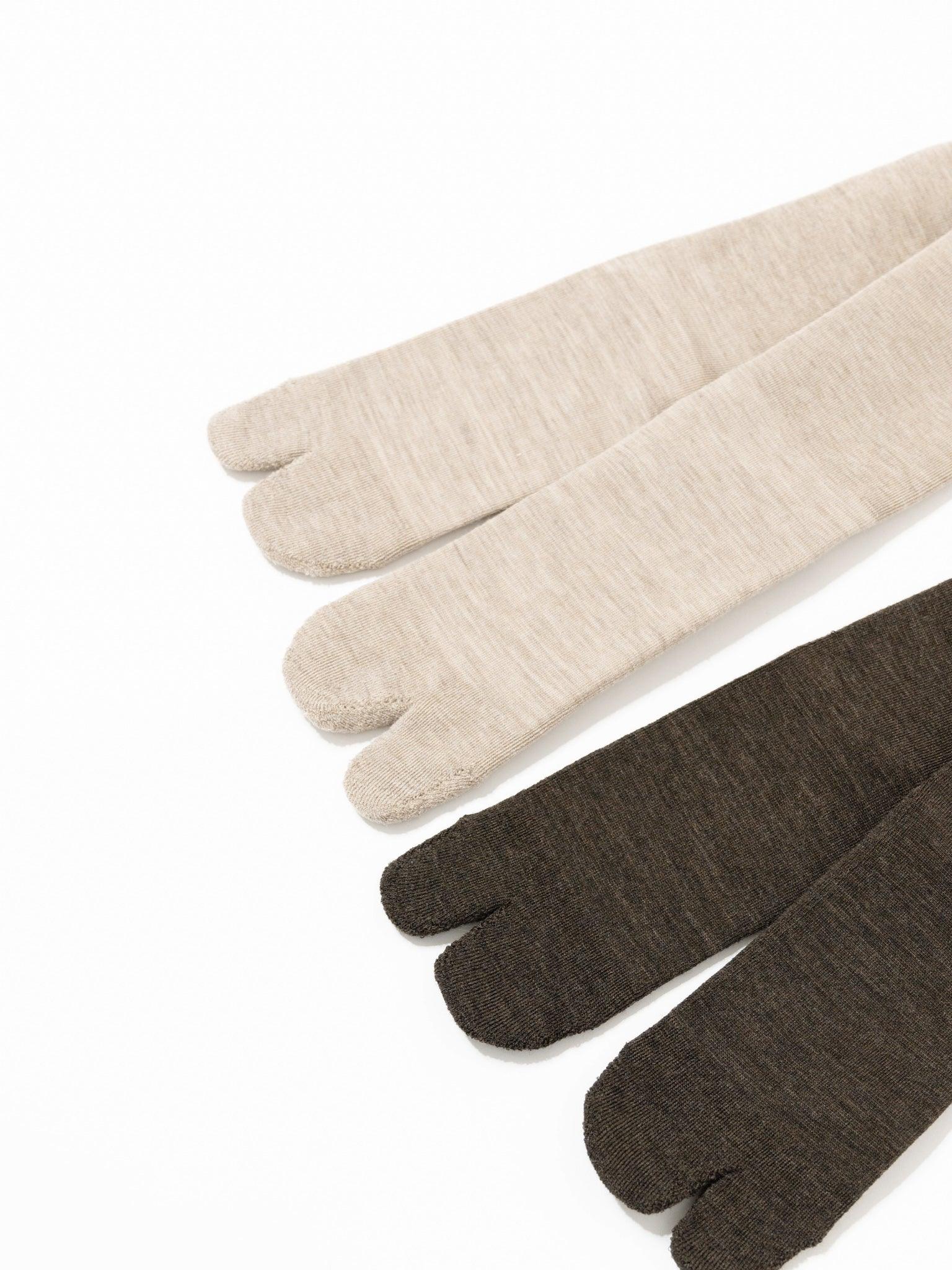 Namu Shop - Hatski Tabi Pile Socks (Men's) - Beige, Brown