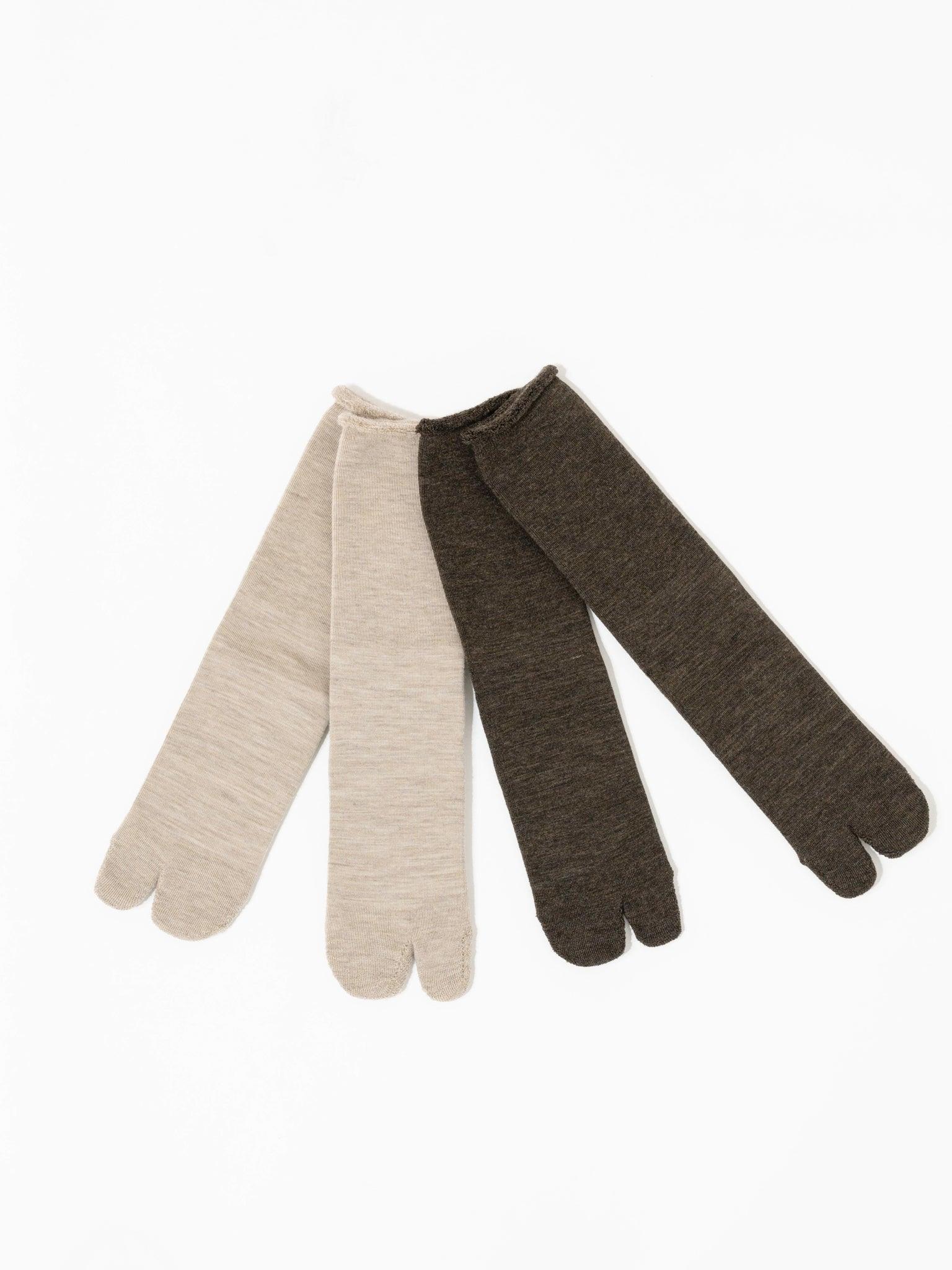 Namu Shop - Hatski Tabi Pile Socks (Men's) - Beige, Brown