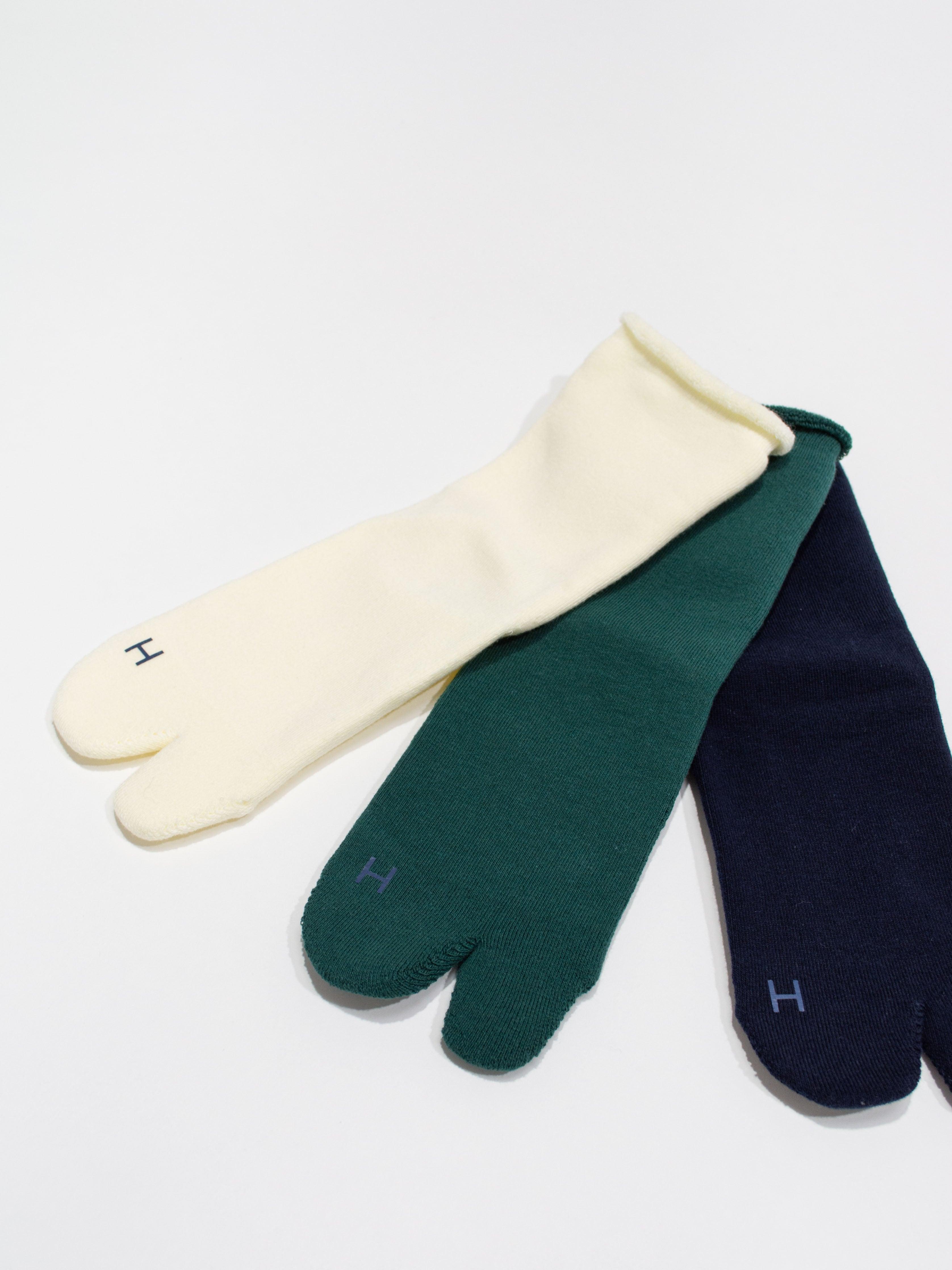 Namu Shop - Hatski Tabi Pile Socks (Men's) - White, Green, Navy