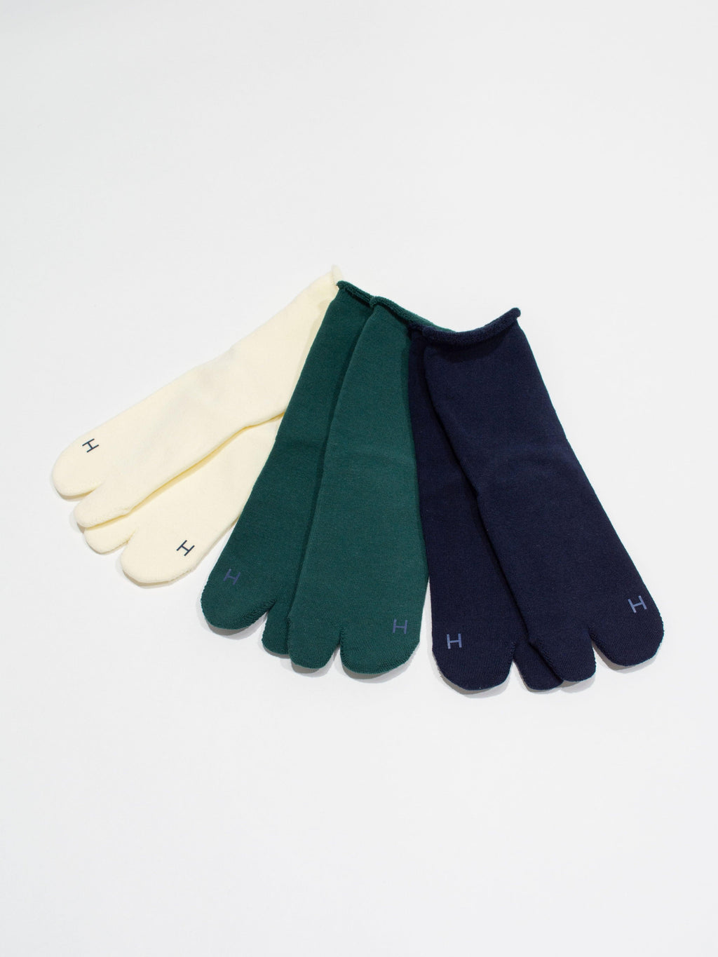 Namu Shop - Hatski Tabi Pile Socks (Women's) - White, Green, Navy