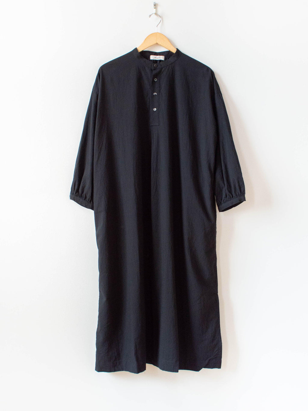 Namu Shop - Ichi Antiquites Azumadaki Band Collar Shirt Dress - Black