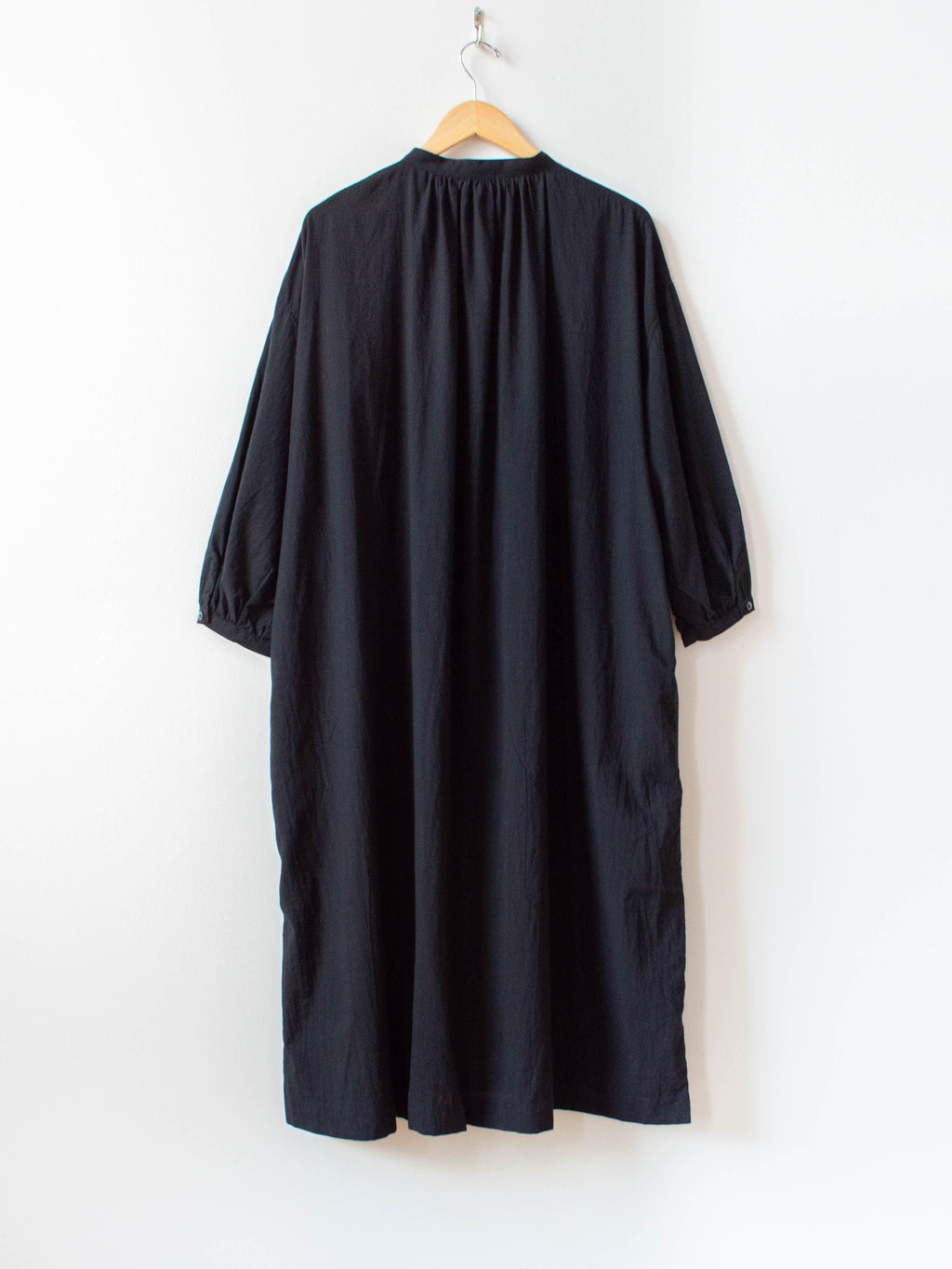 Namu Shop - Ichi Antiquites Azumadaki Band Collar Shirt Dress - Black