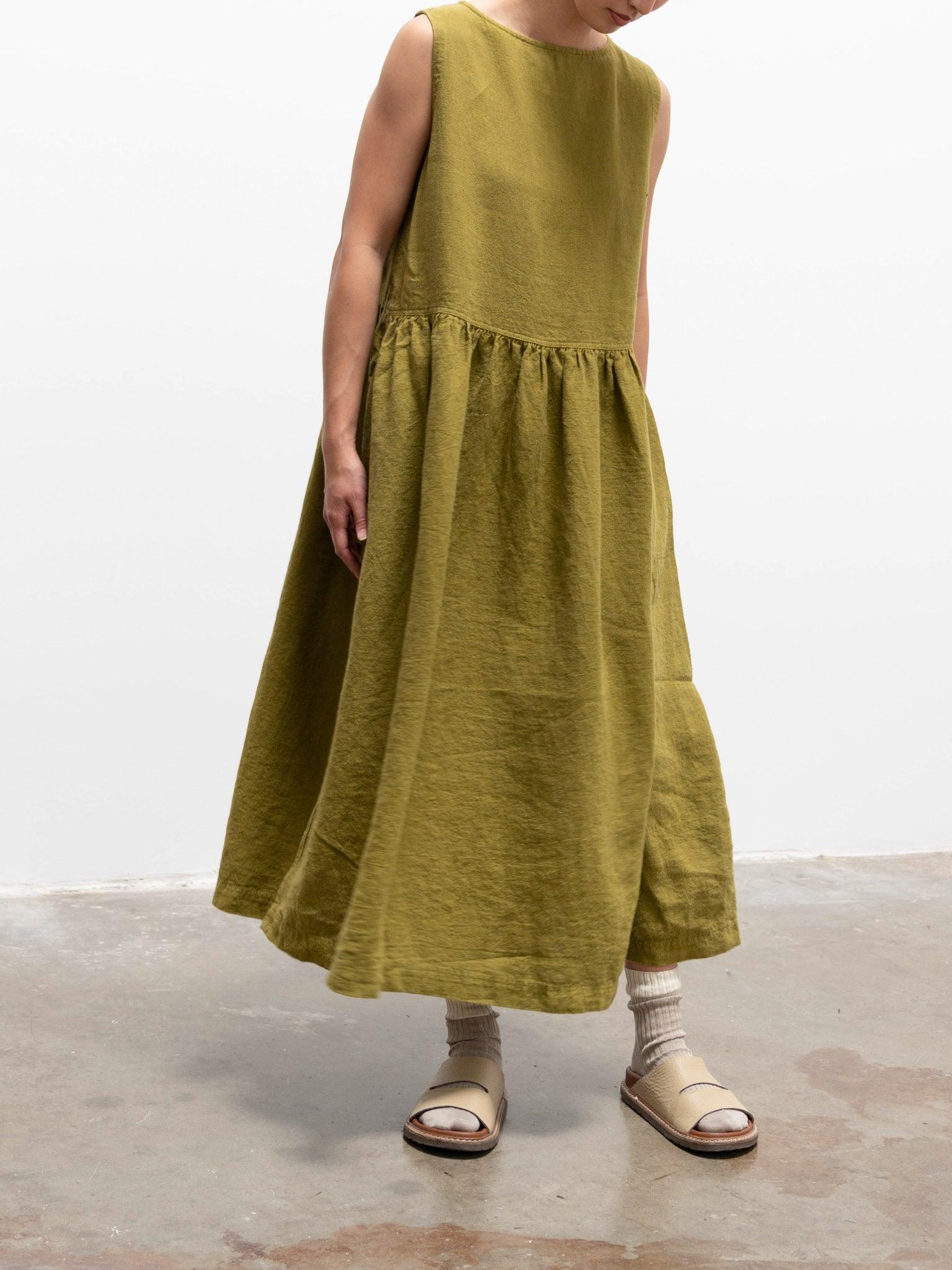 Namu Shop - Ichi Antiquites Azumadaki Sleeveless Dress - Green