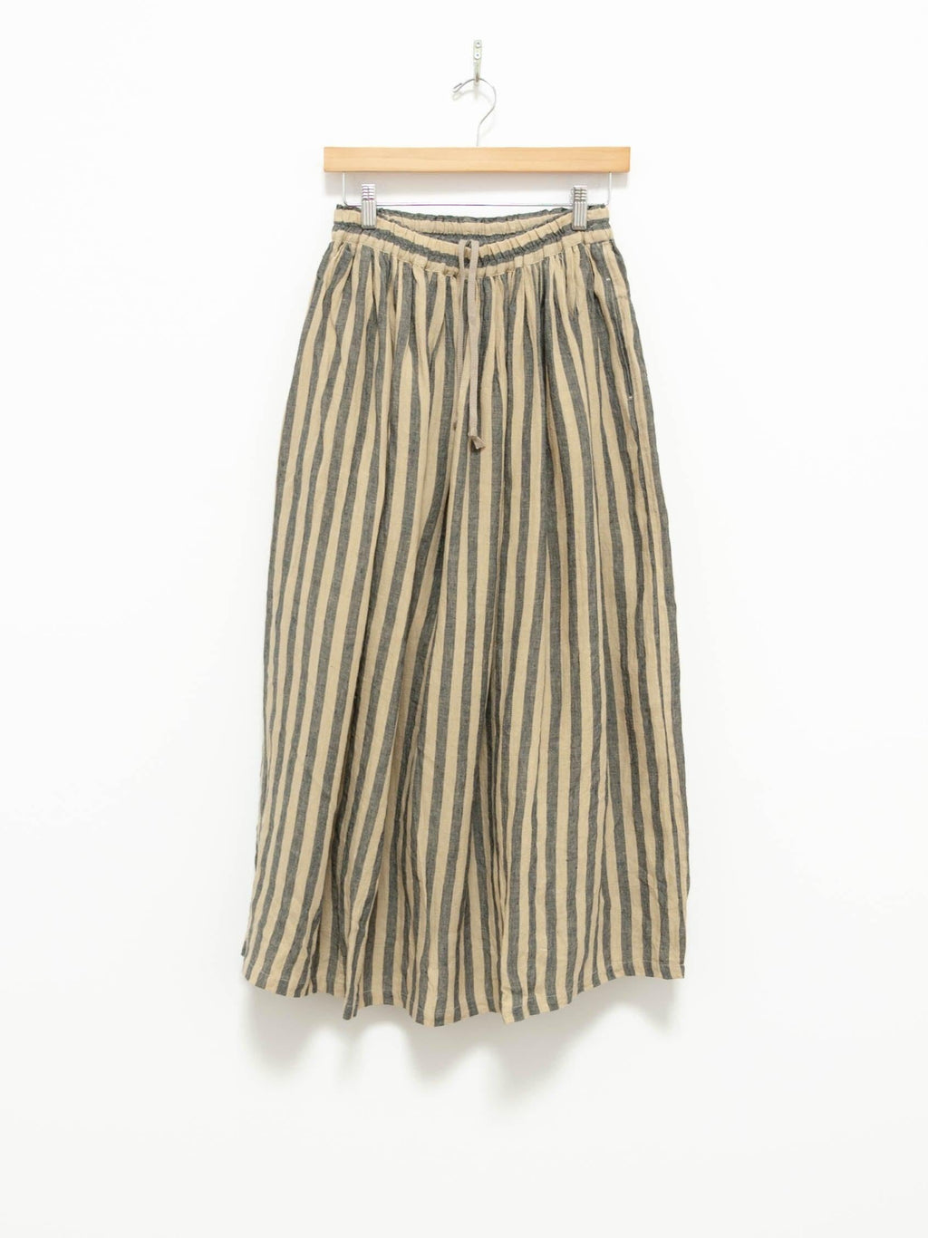 Namu Shop - Ichi Antiquites Azumadaki Stripe Skirt - Beige x Blue