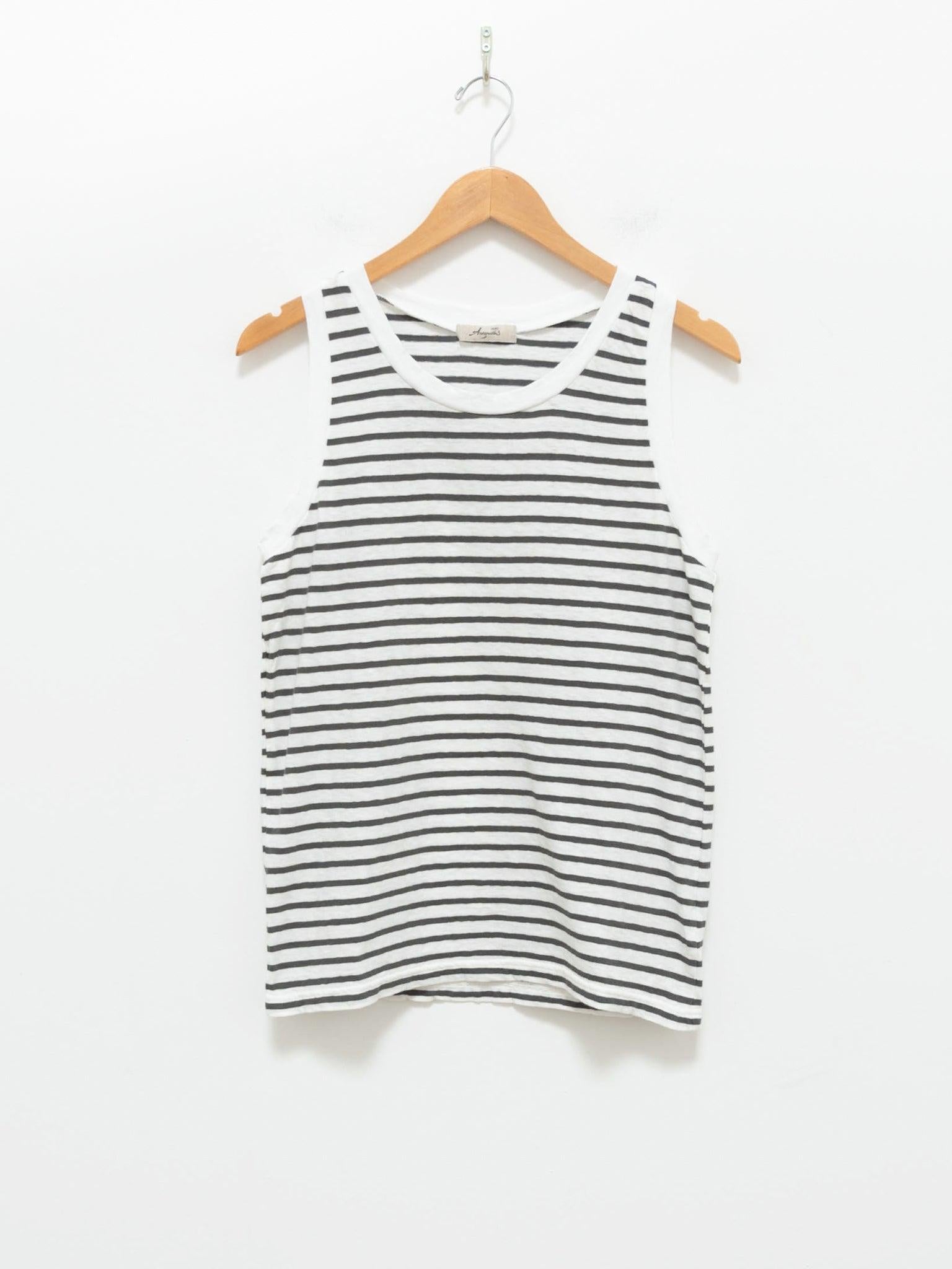 Namu Shop - Ichi Antiquites Border Cotton Jersey Tank Top - White x Charcoal